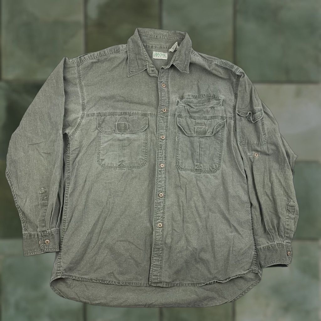 ASH VINTAGE Ash Creek Trading Button-Up Shirt Adult Medium Green Hiking Outdoors 90s Mens Button-Up Shirt Green 90s Outdoor Rugged Pockets Size US M / EU 48-50 / 2 - 1 Thumbnail