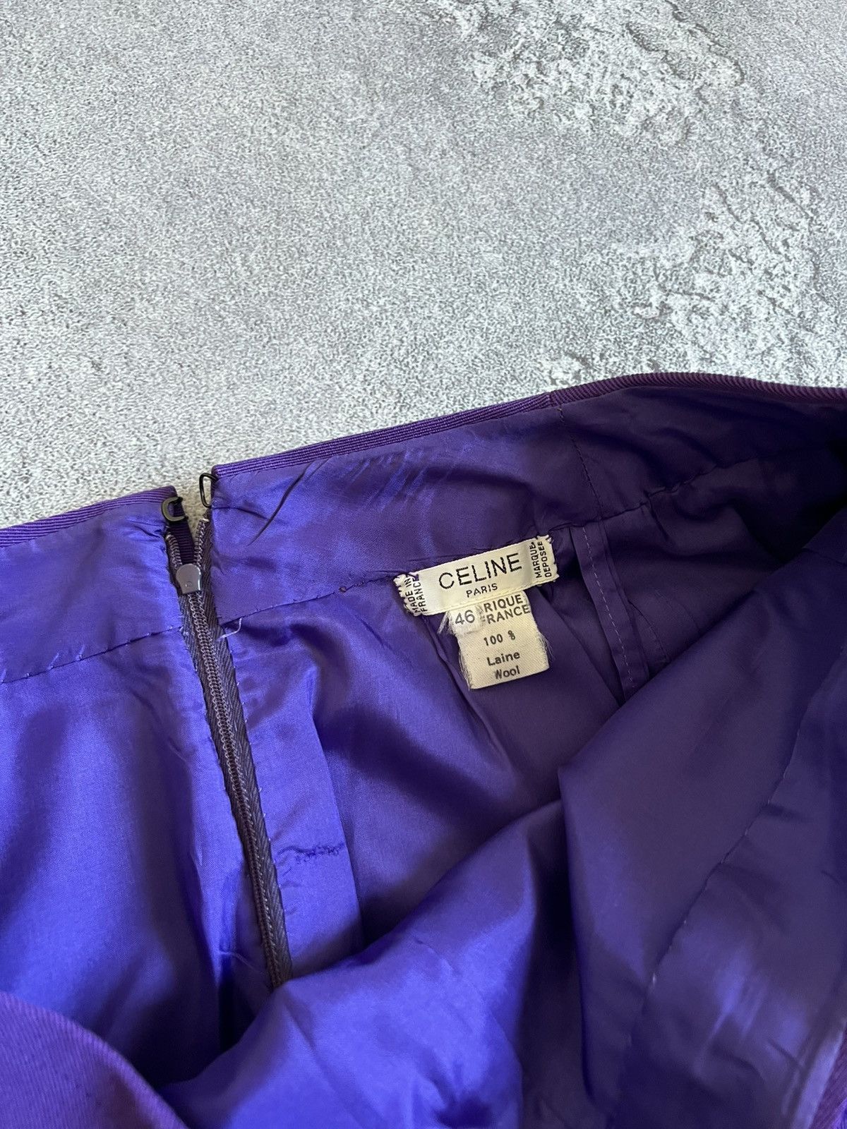 Celine × Vintage Vintage CELINE Paris Purple Wool Zip Skirt Pleated Size 46 Size 32" / US 10 / IT 46 - 7 Thumbnail