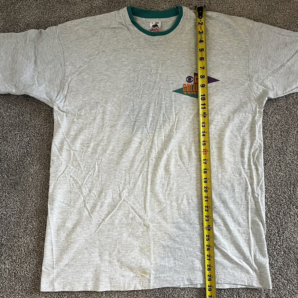 Fruit Of The Loom Vintage 90’s CBS College Tour Single Stitch T-Shirt XL Size US XL / EU 56 / 4 - 8 Thumbnail