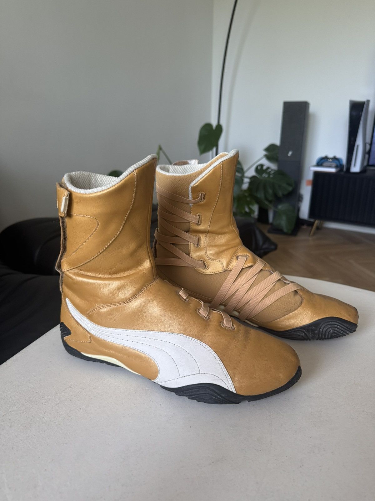 Puma Vintage Y2k Puma Leather High Boots Avant Garde Wrestling Size US 10.5 / EU 43-44 - 1 Thumbnail