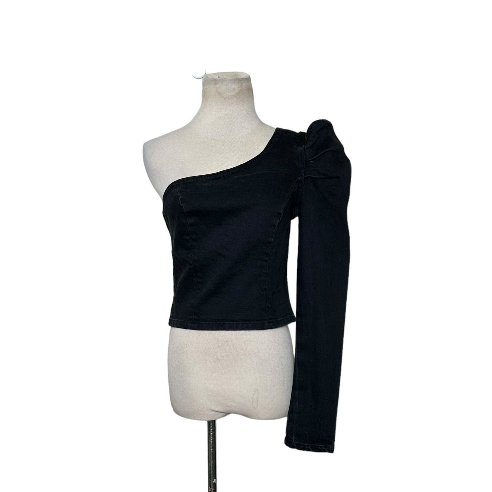 GRLFRND GRLFRND black denim one shoulder crop top size Small Size S / US 4 / IT 40 - 1 Thumbnail