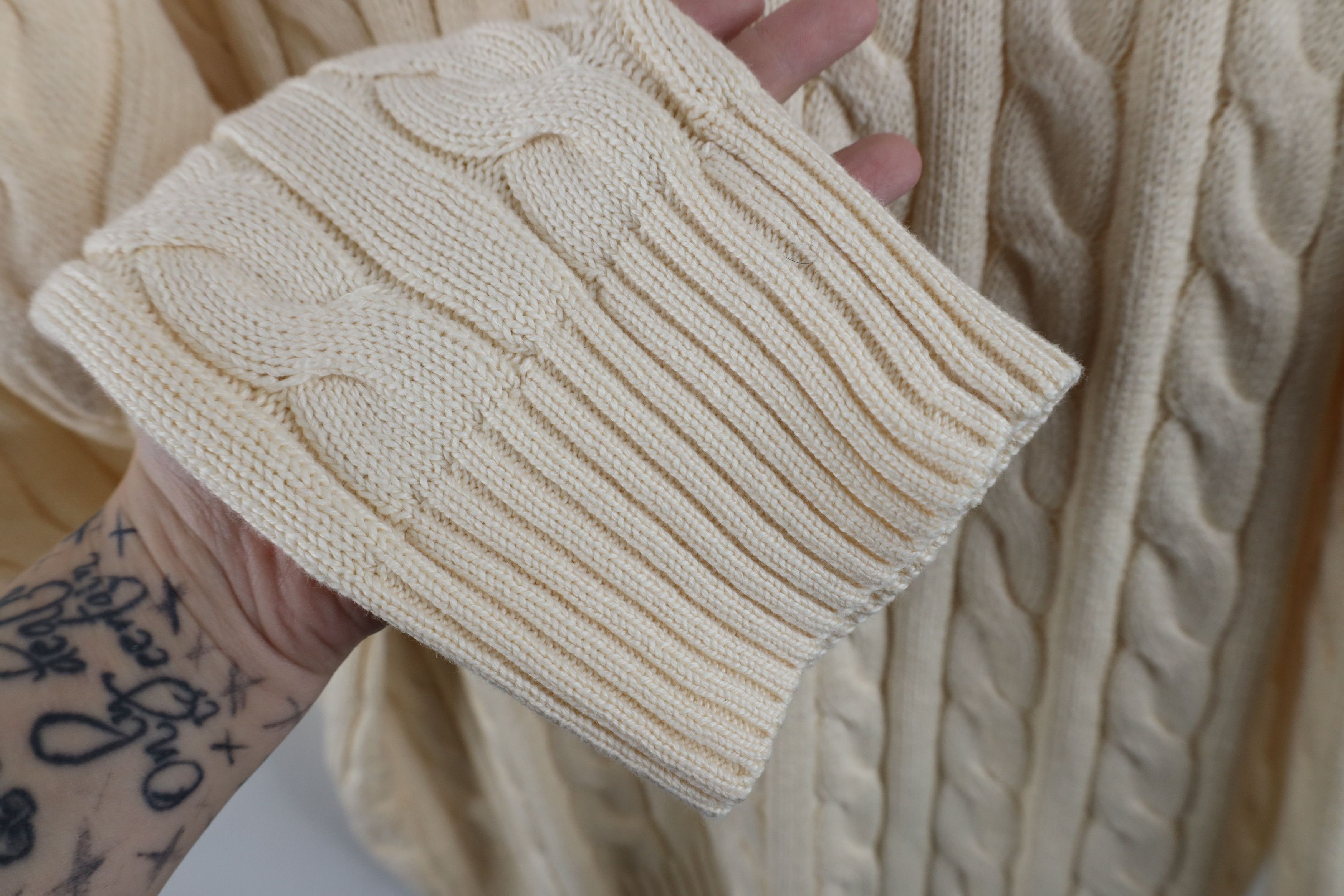 Ralph Lauren Vintage Ralph Lauren Cable Knit Crewneck Sweater Cream Size US XXL / EU 58 / 5 - 7 Thumbnail