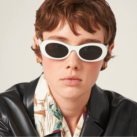 Miu Miu 🕶️ New Miu Miu MU06ZS 1425S0 Sunglasses - White Ivory Frame Size ONE SIZE - 3 Thumbnail
