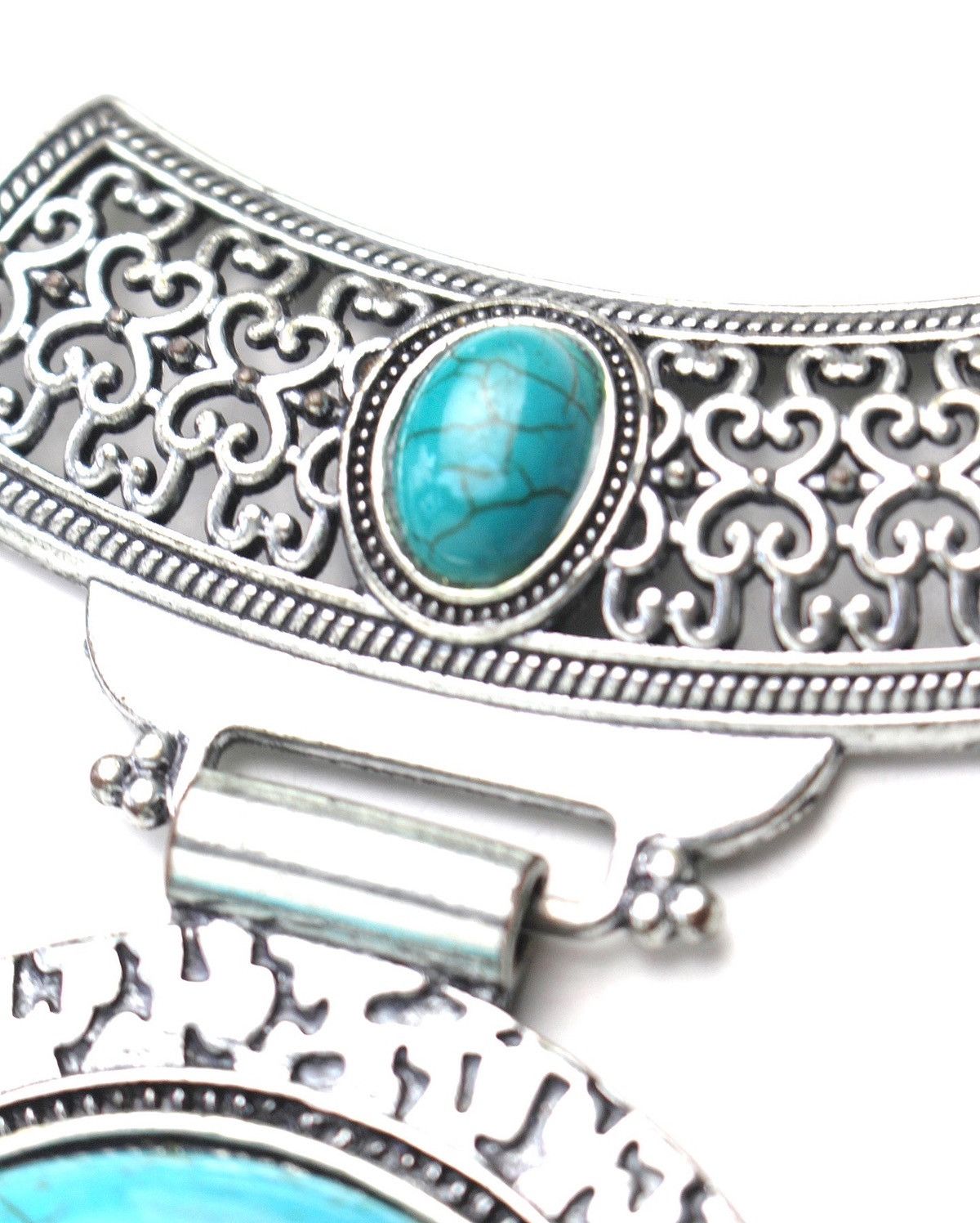 Vintage 2000S JAPANESE MADE TRIBAL NECKLACE WITH TURQUOISE STONES Size ONE SIZE - 6 Thumbnail