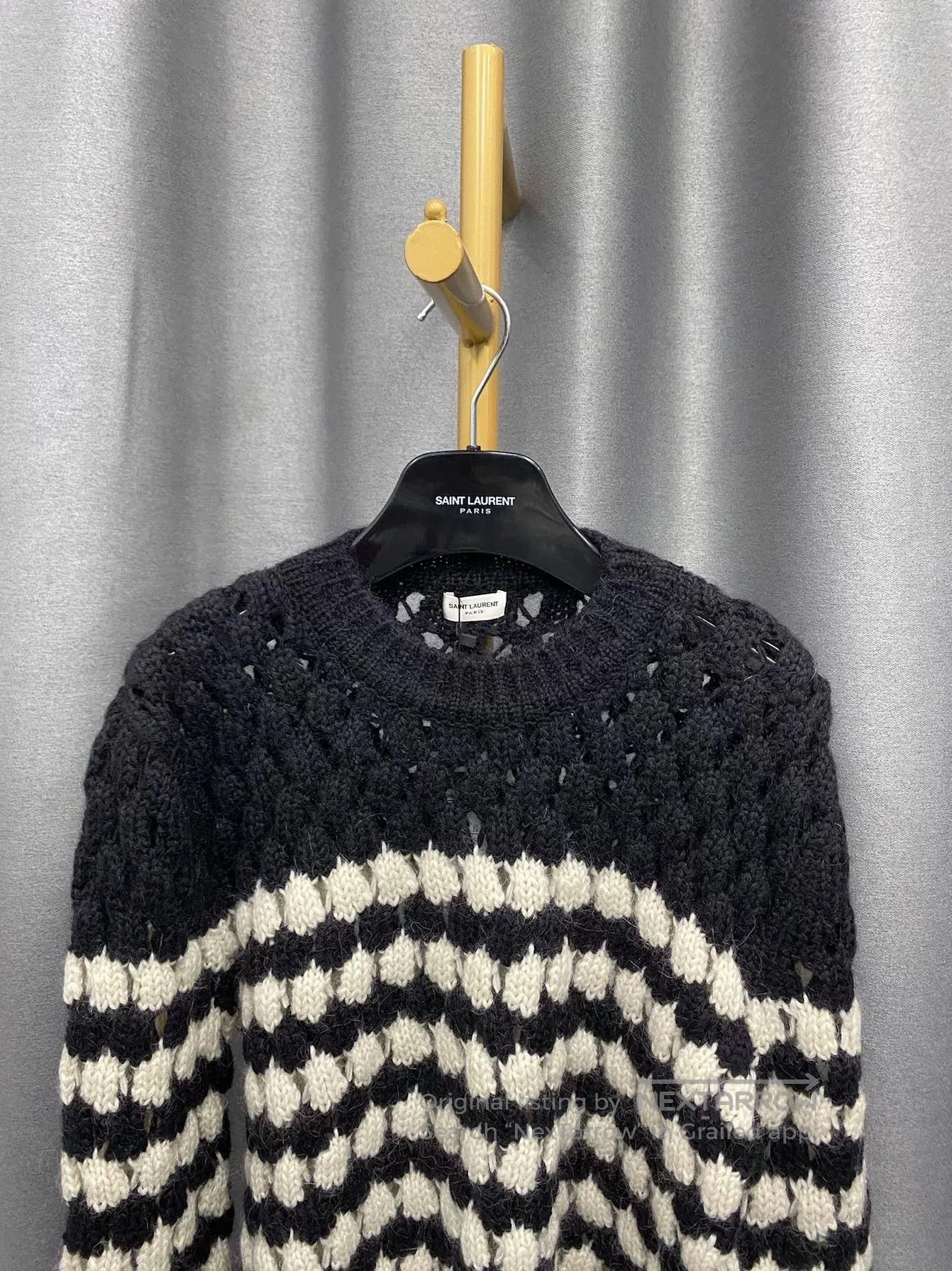 Saint Laurent Paris Saint Laurent Black White Striped Openwork Knit. Size S / US 4 / IT 40 - 3 Thumbnail
