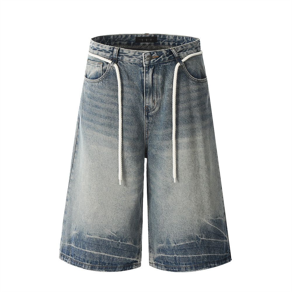 Japanese Brand × Jean Men's straight retro distressed punk washed denim shorts Size US 32 / EU 48 - 1 Thumbnail