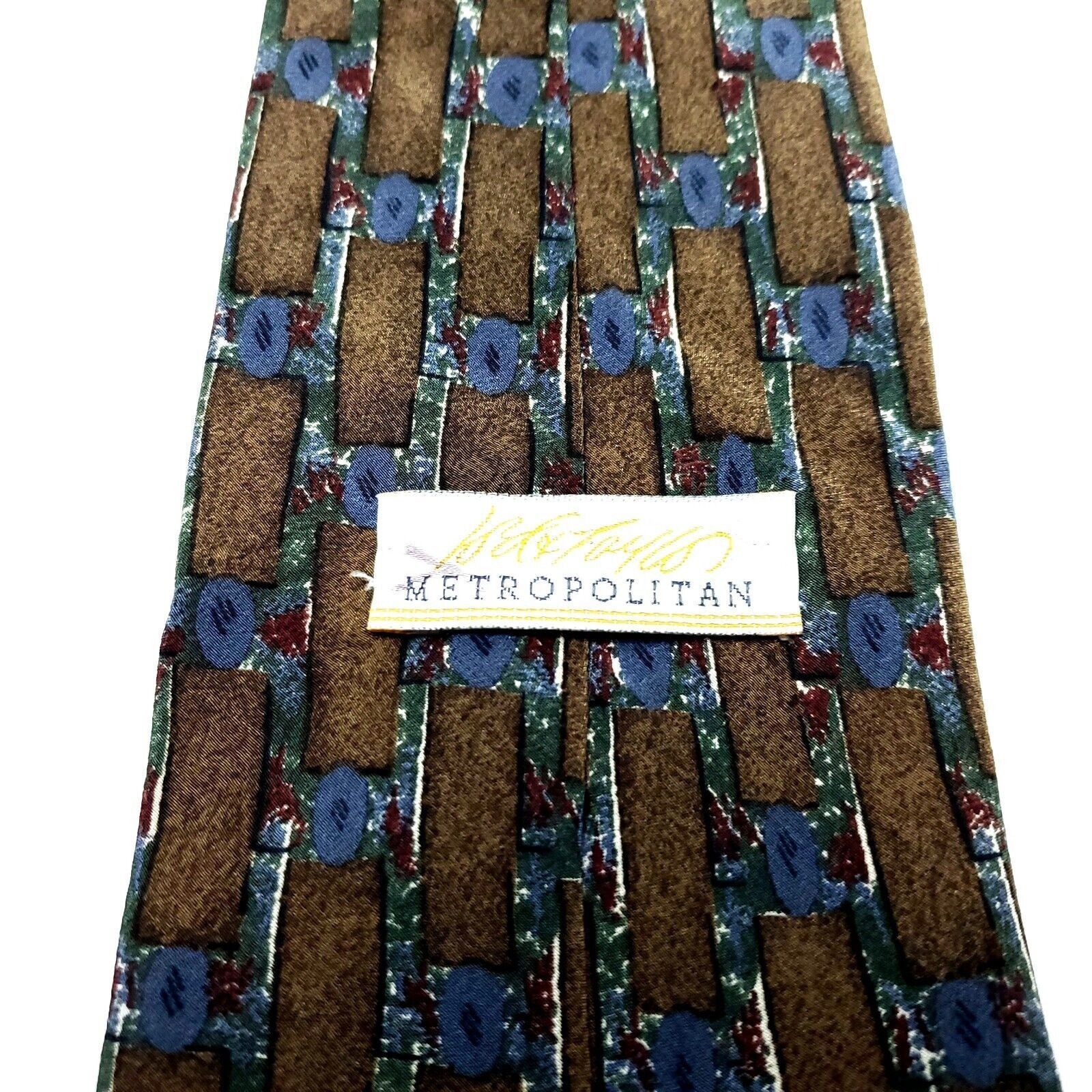 Lord & Taylor Lord Taylor Silk Tie Brown Print USA Short Wide Size ONE SIZE - 3 Thumbnail