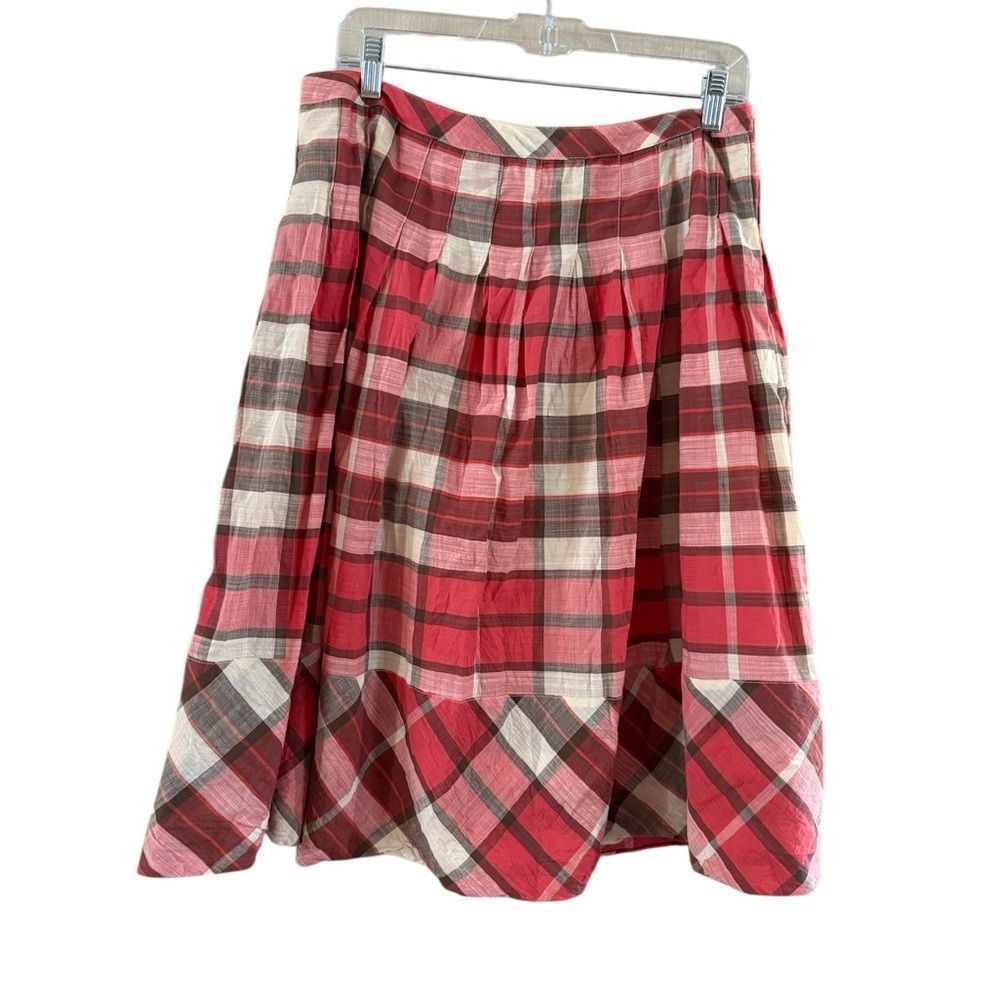 Robert Talbott Talbott size 10, red and white/gray pleated skirt Size 32" / US 10 / IT 46 - 9 Thumbnail