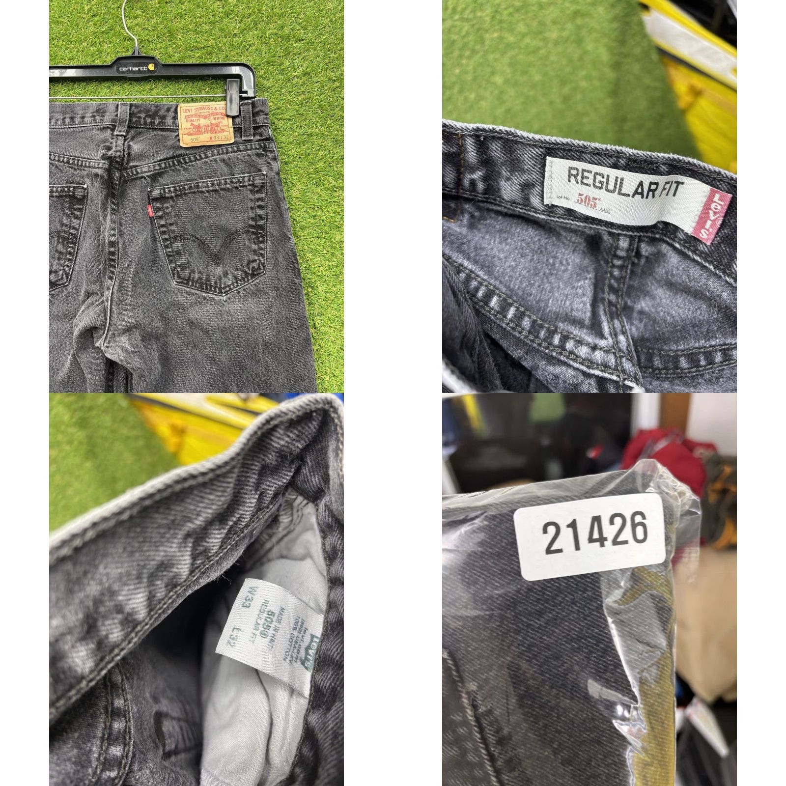 Levi's VINTAGE Levi's 505 Jeans Mens 33x32 Black Denim Regular Fit Straight USA Made Y2K Size US 33 - 8 Thumbnail
