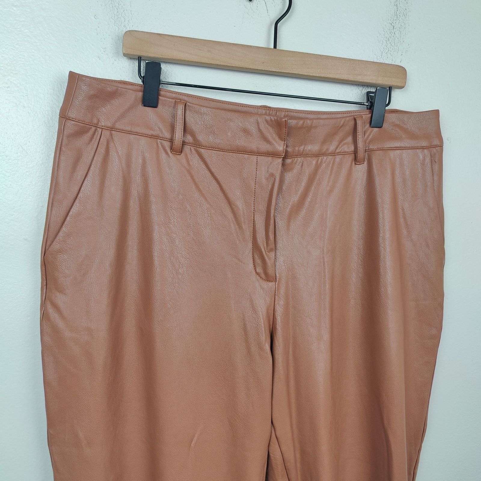 Commando Commando Faux Leather Trouser Pants Womens XL Warm Brown Size 33" - 2 Thumbnail