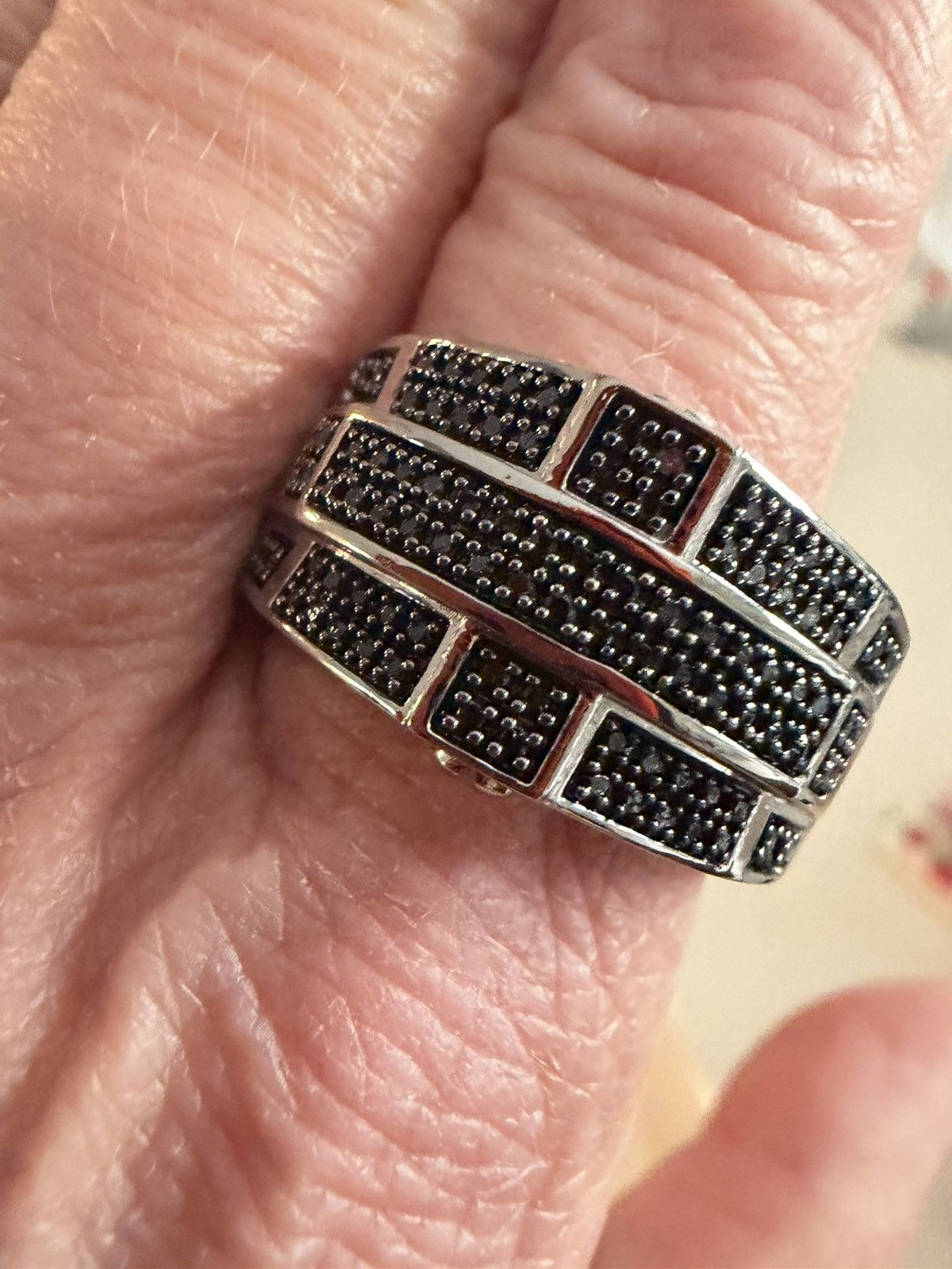 Other Men’s ion black over sterling silver black natural diamonds Size ONE SIZE - 1 Thumbnail