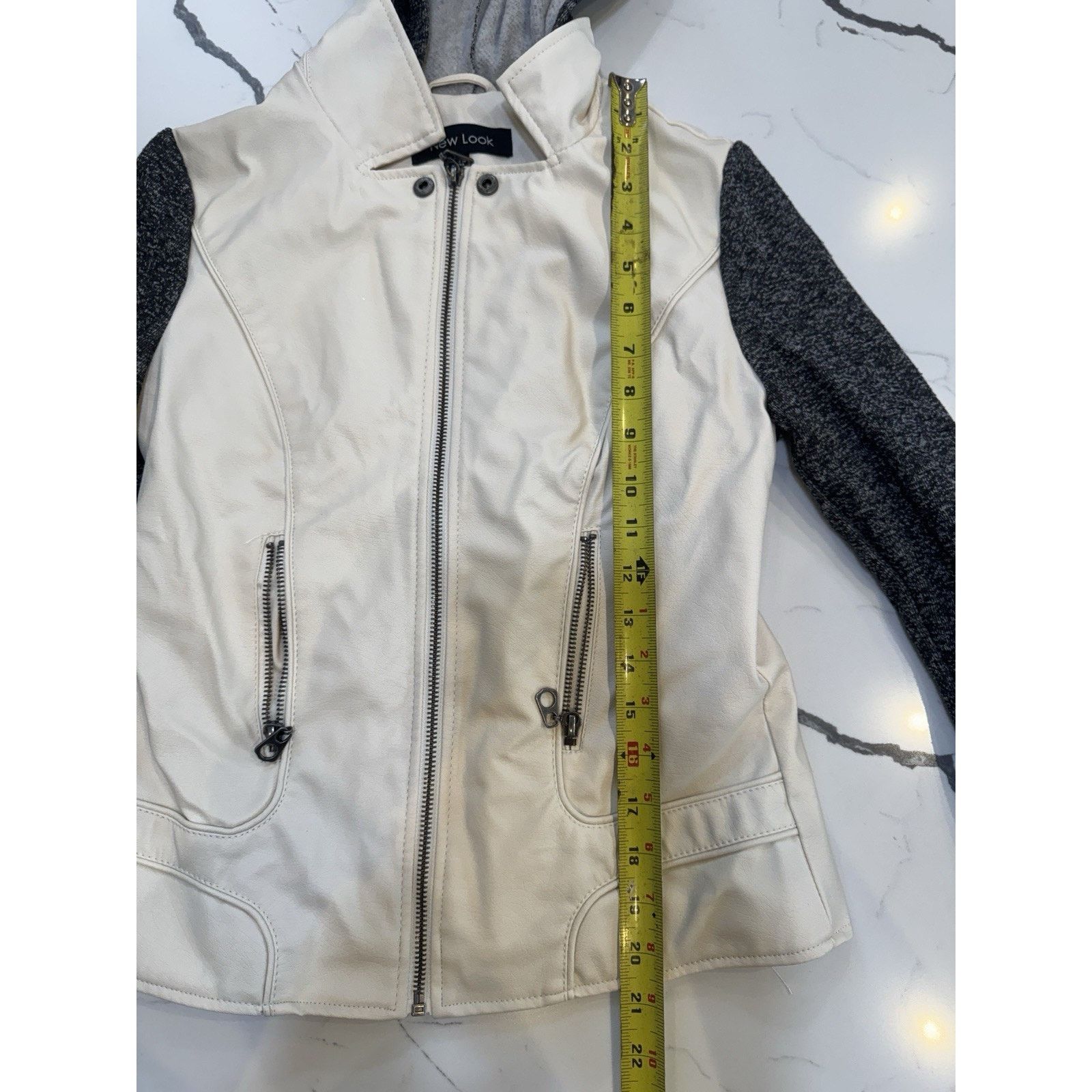 New Look New Look Womens S Hooded Moto Jacket Faux Leather Zip pocket Size S / US 4 / IT 40 - 2 Thumbnail