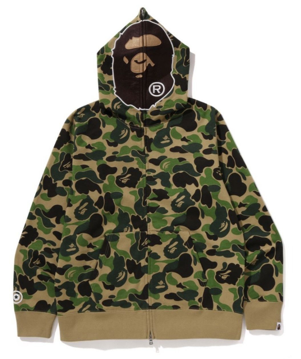 Authentic ape bape abc camo 2nd ape full zip hoodie green