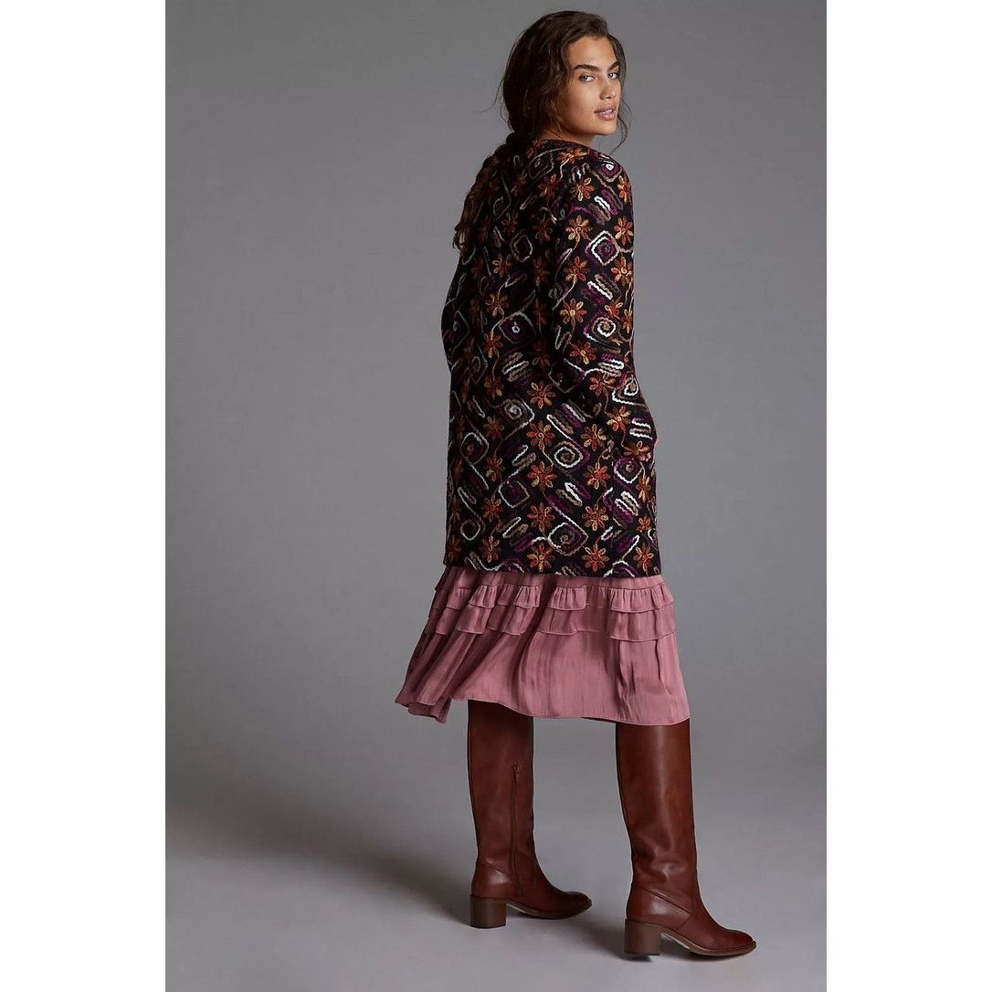 Hutch Anthropologie Women's XS Floral Embroidered Overcoat Size XS / US 0-2 / IT 36-38 - 4 Thumbnail