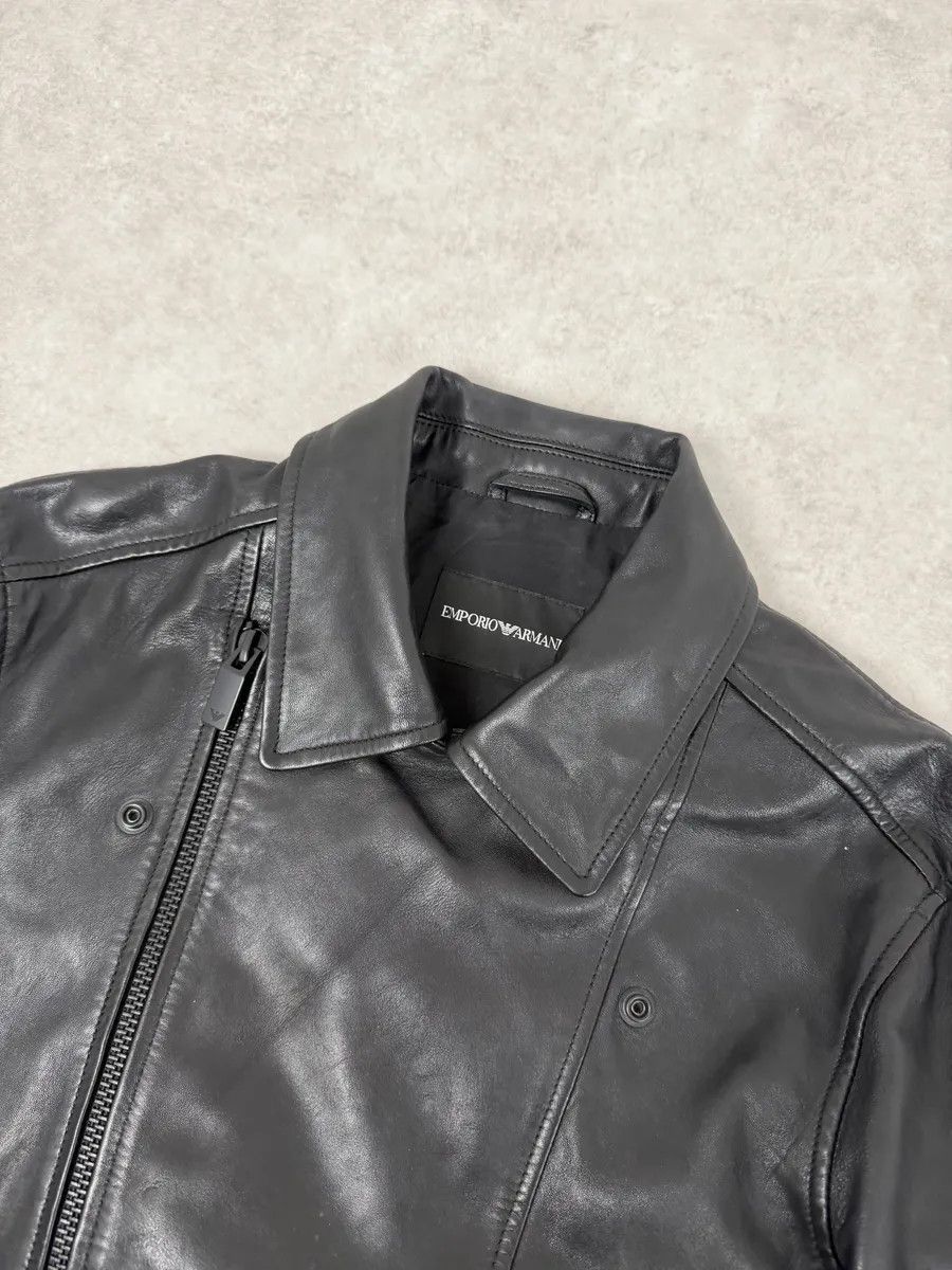 Emporio Armani AW2019 Emporio Armani Perfecto Grey Leather Jacket