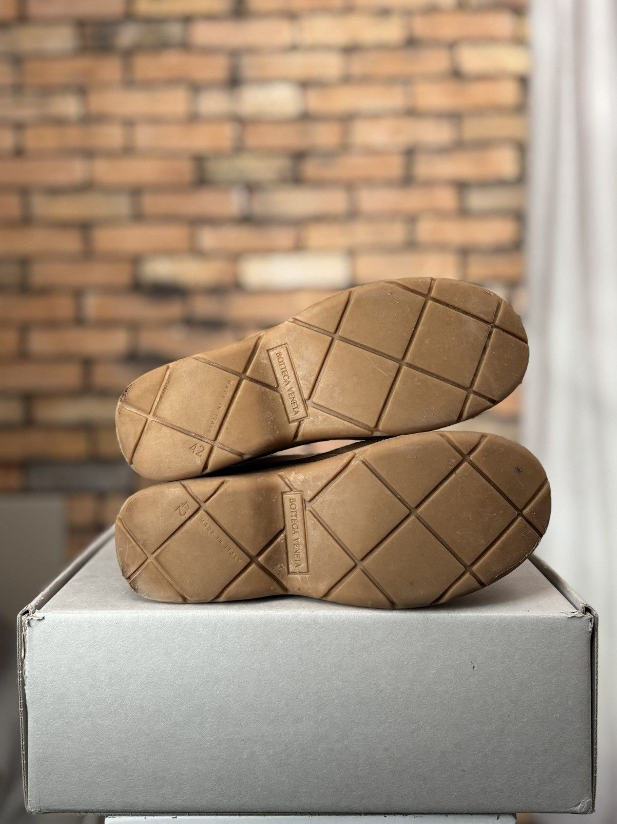 Bottega Veneta INSANE $820 PUDDLE BOOTS RAIN RUBBER CHUNKY BEIGE BROWN Size US 9 / EU 42 - 6 Thumbnail
