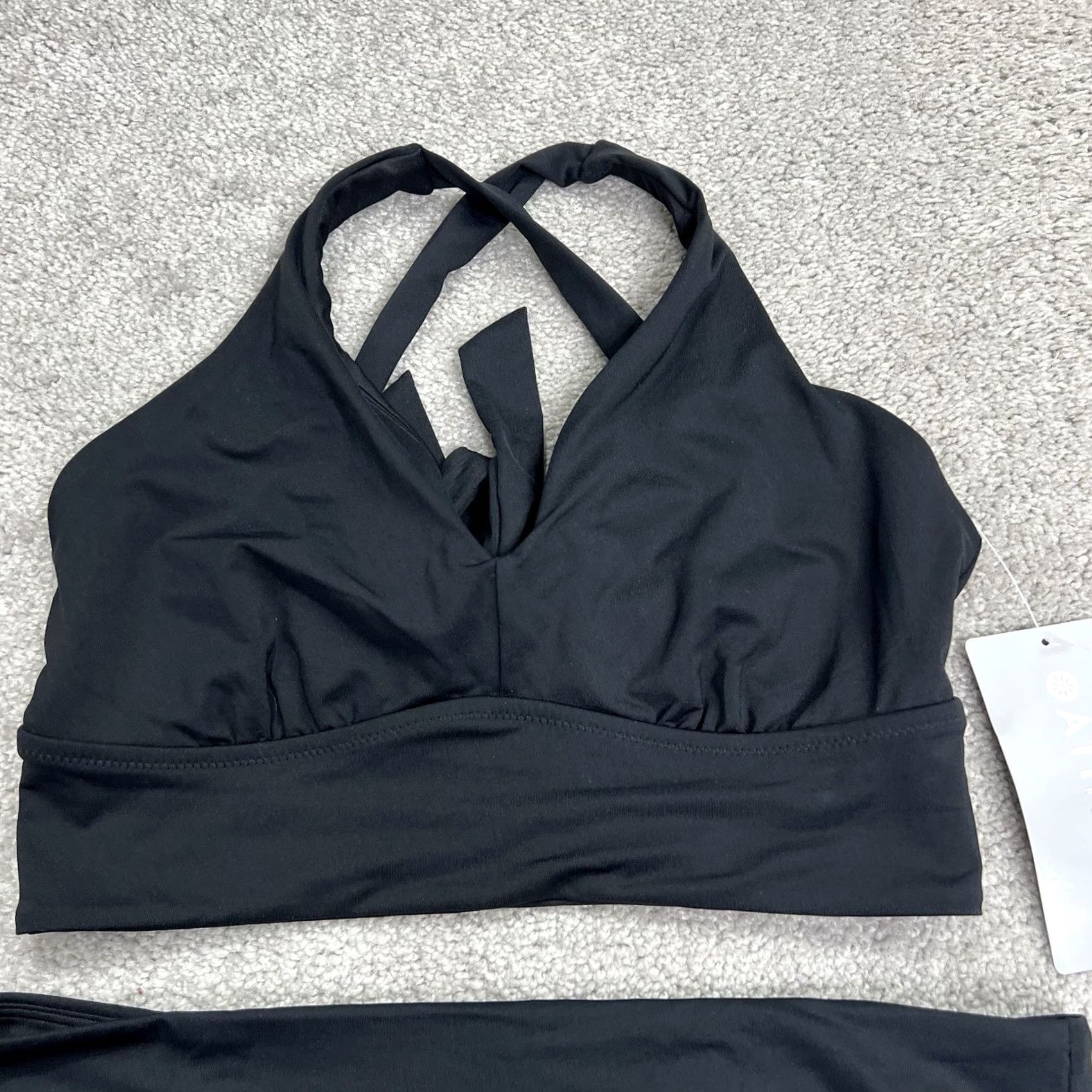 Athleta VINTAGE? No. Athleta Plunge Bikini Swimsuit Top Black D-DD Cup & Clean Full Bottom Black 2 Piece NWT Small/Medium Women XS-? Size S / US 4 / IT 40 - 2 Thumbnail