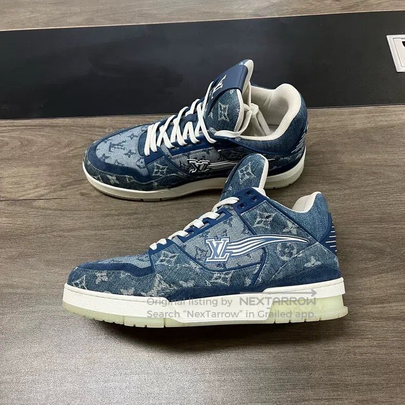 Louis Vuitton Louis Vuitton Trainer Flying Wing Blue Jeans shoes Size US 6.5 / EU 39-40 - 3 Thumbnail