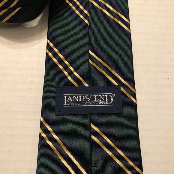 Lands' End lands' end men's new green silk tie 3 1/2" X 61 3/4" Size ONE SIZE - 3 Thumbnail