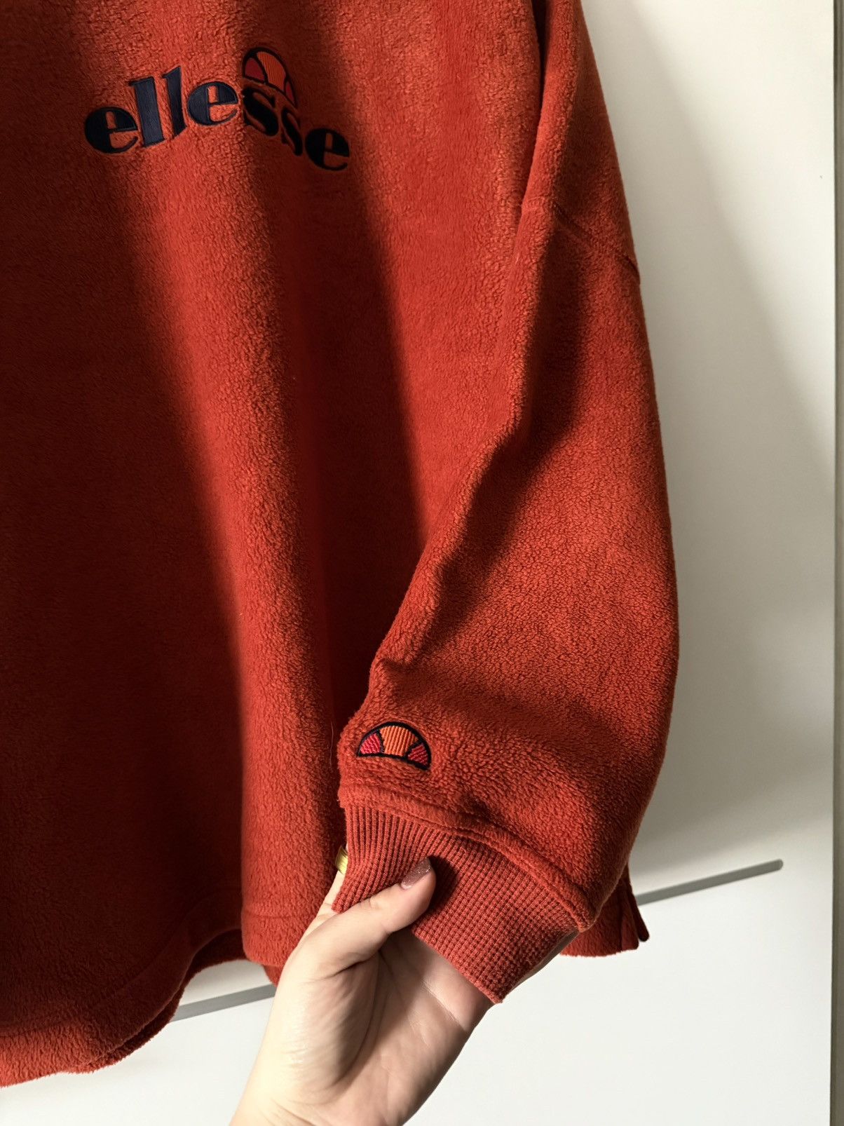 Ellesse Ellesse V-neck vintage Orange fleece pullover Size US L / EU 52-54 / 3 - 8 Thumbnail