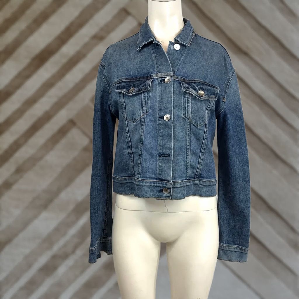 Vintage Fathers Daughter Blue Denim Jacket Size S Women Made in USA Crop Button Front Casual Size 28" / US 6 / IT 42 - 1 Thumbnail