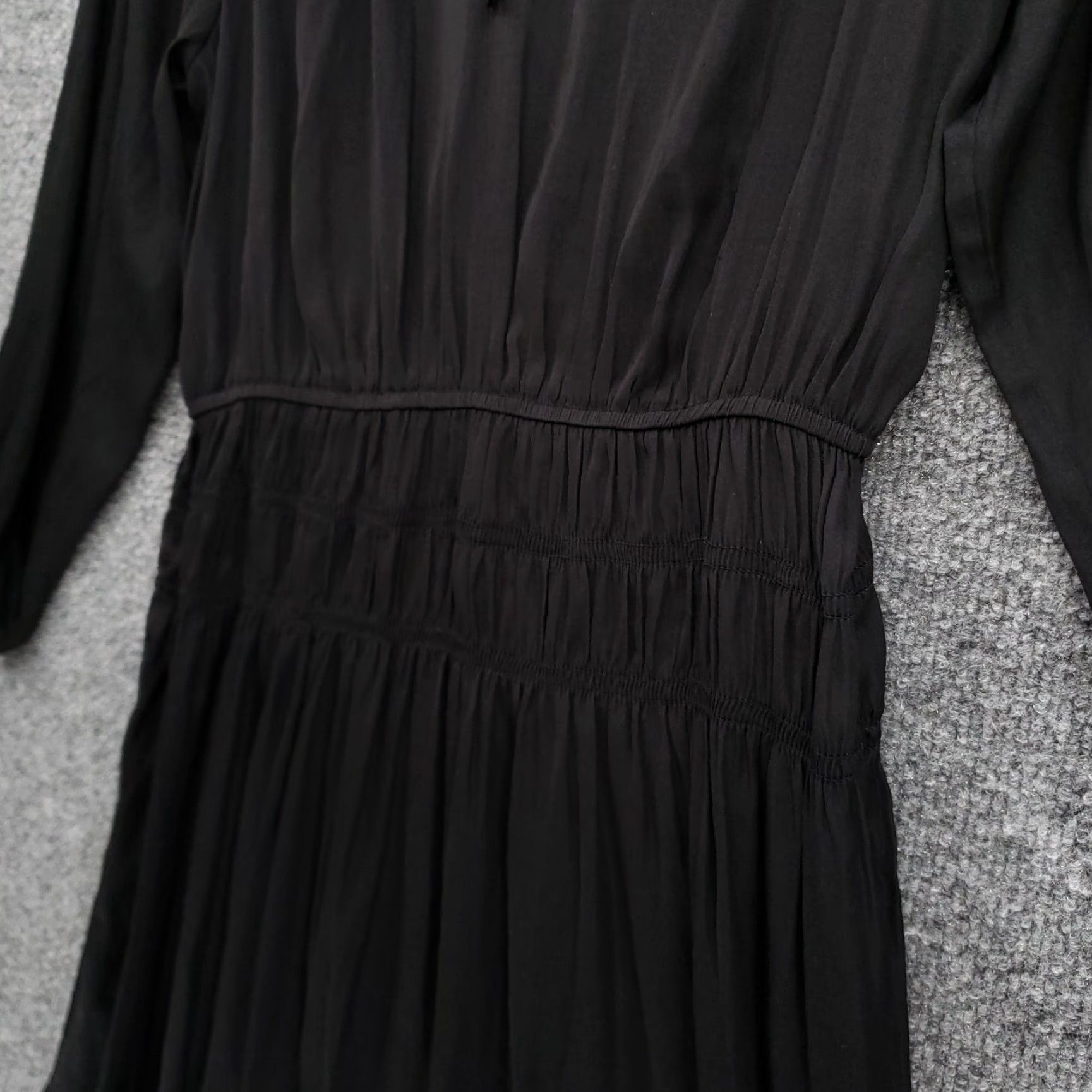 Loft LOFT Dress Womens 6 Black A-Line Smocked Waist Long Sleeve Lightweight Casual Dress Size M / US 6-8 / IT 42-44 - 7 Thumbnail