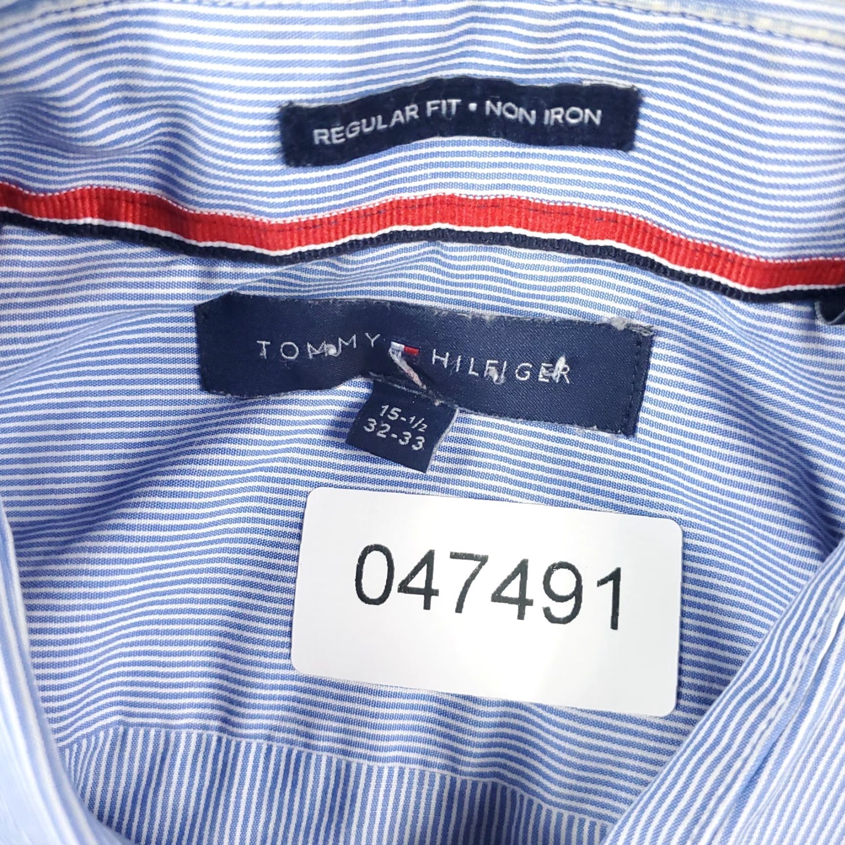 Tommy Hilfiger Tommy Hilfiger Blue Striped Dress Shirt Mens 15.5 Long Sleeve Button Up Regular Fit Size 40R - 8 Thumbnail