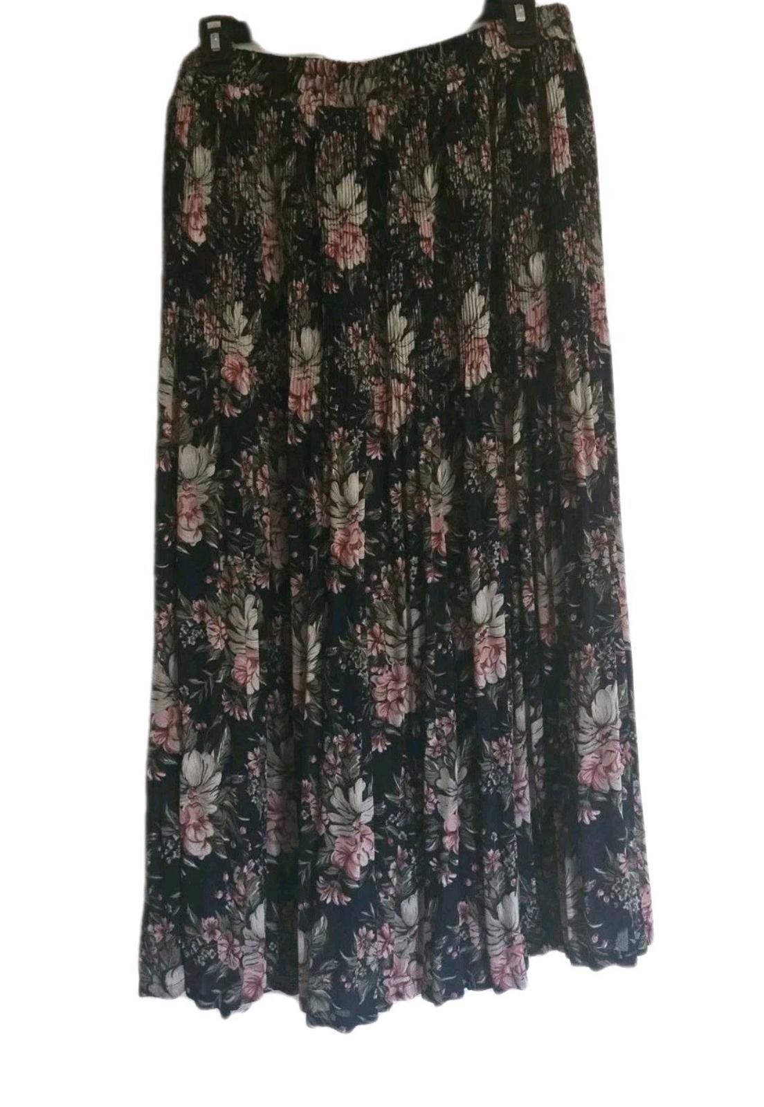 Other Sag Harbor Navy Pink Floral Pull-on Pleated Skirt Womens Lar Size 36" / US 14 / IT 50 - 1 Thumbnail