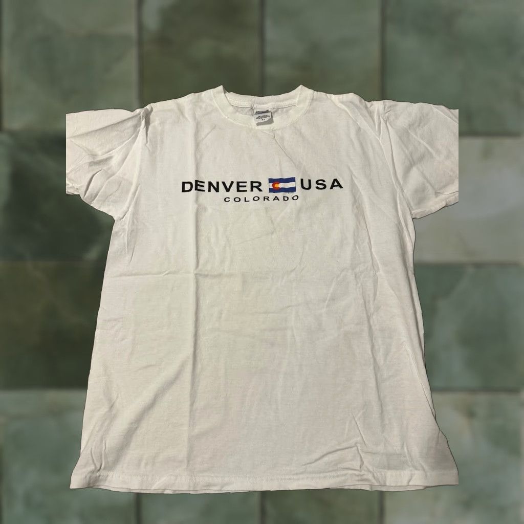 Anvil Anvil Denver USA Graphic Print T-Shirt Unisex Large White Cotton Jersey Size US L / EU 52-54 / 3 - 1 Thumbnail