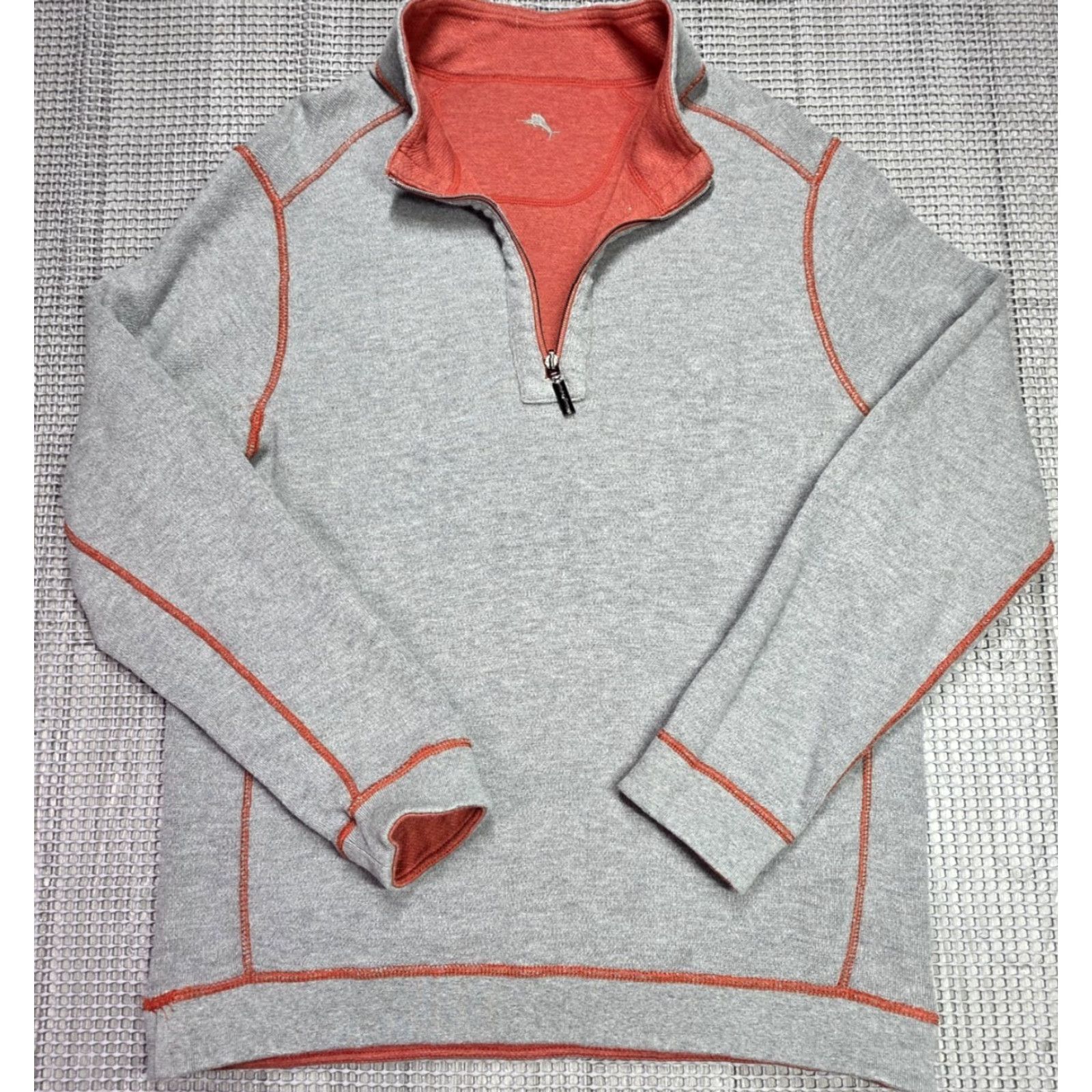 Tommy Bahama Tommy Bahama Sweater Men L Red/Gray Pullover 1/4 Zip Reversible Sweatshirt Size US L / EU 52-54 / 3 - 4 Thumbnail