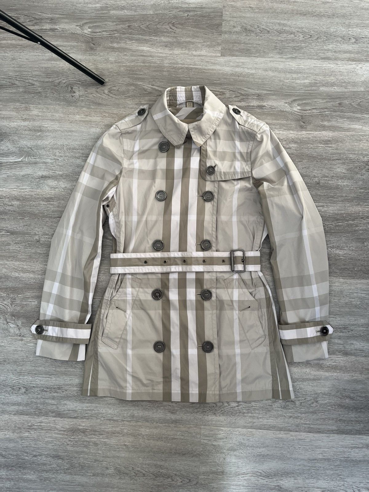 Burberry × Designer Burberry Brit Check Neck Light Trench Coat Jacket Size M / US 6-8 / IT 42-44 - 1 Thumbnail