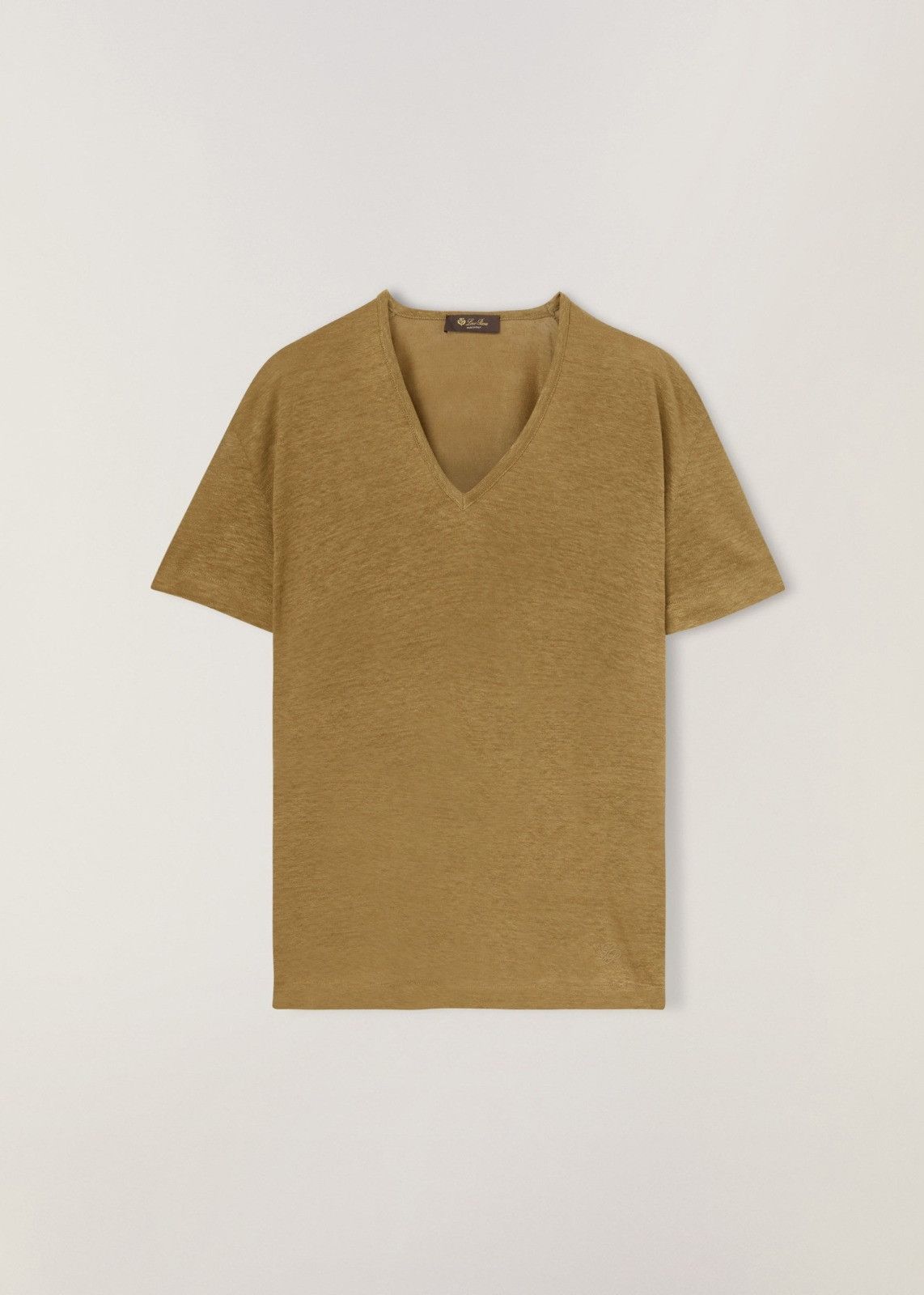 Loro Piana o1srvl11e1224 Gargano V-Neck T-Shirt in Khaki Size S / US 4 / IT 40 - 1 Thumbnail