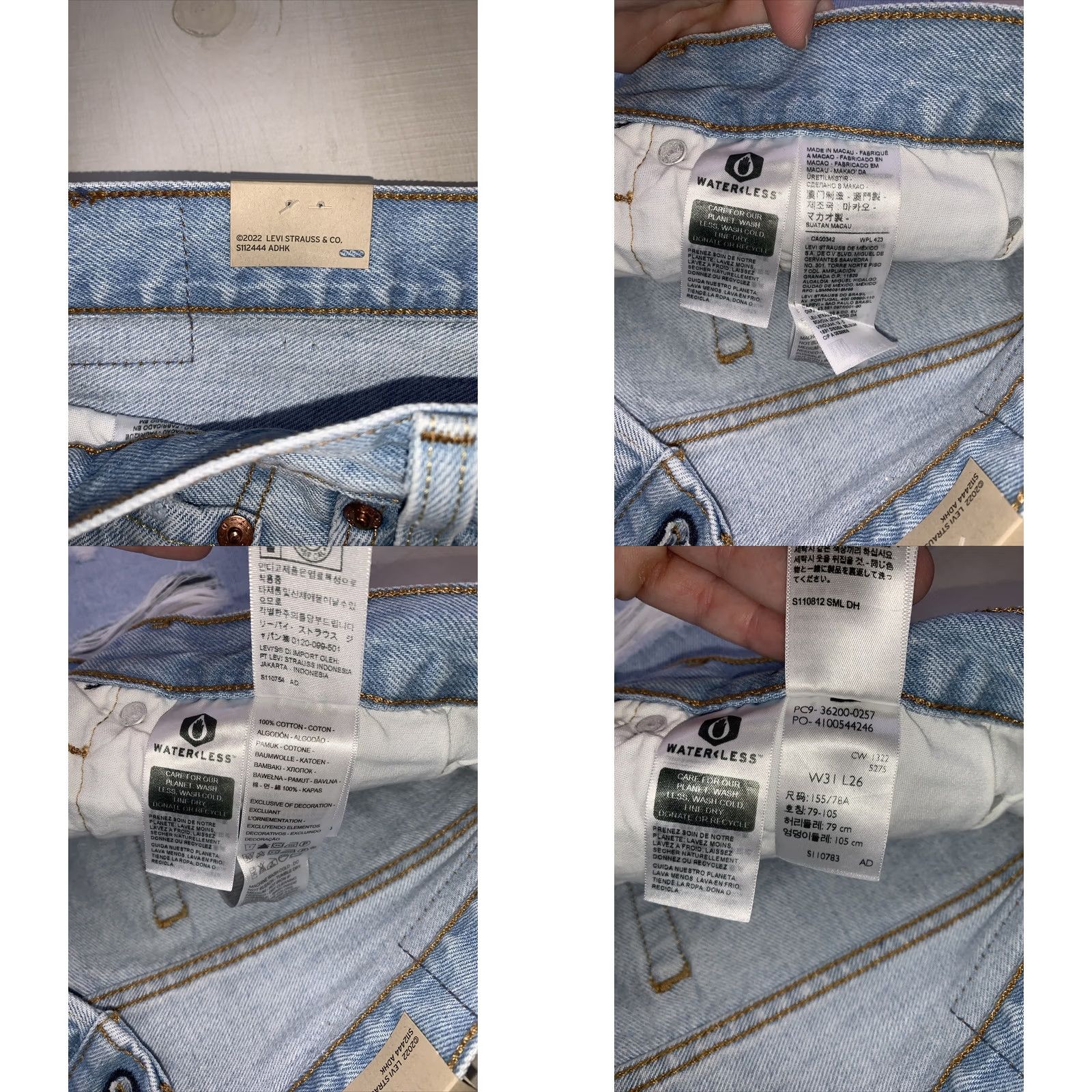 Levi's Levi’s 501 Original Cropped High Rise Distressed Denim Jeans Women’s 31x26 NWT- Size 24" / US 00 / IT 34 - 8 Thumbnail