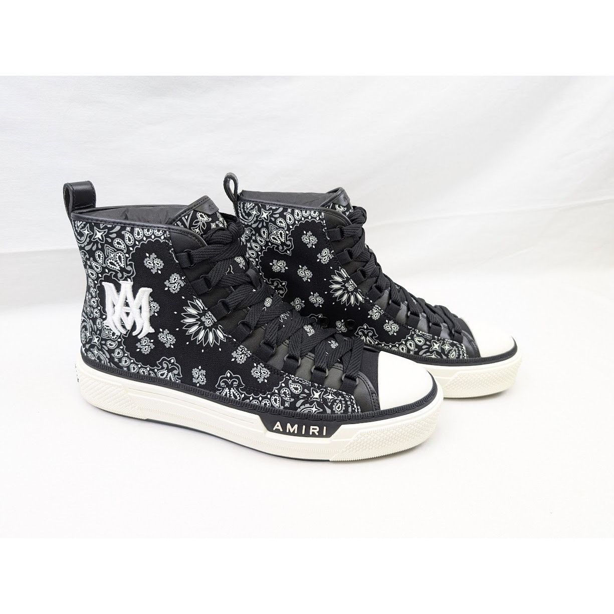 Amiri o1rshd1 Bandana MA Court High-Top Sneakers in Black/White Size US 13 / EU 46 - 13 Thumbnail