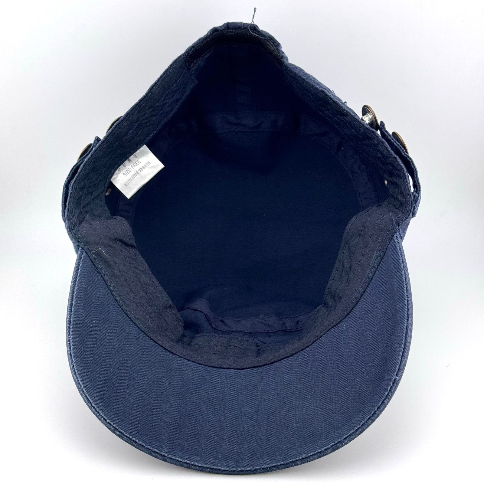 Japanese Brand Navy Blank Distressed Military Work Vintage Hat Patrol Cap Size ONE SIZE - 4 Thumbnail