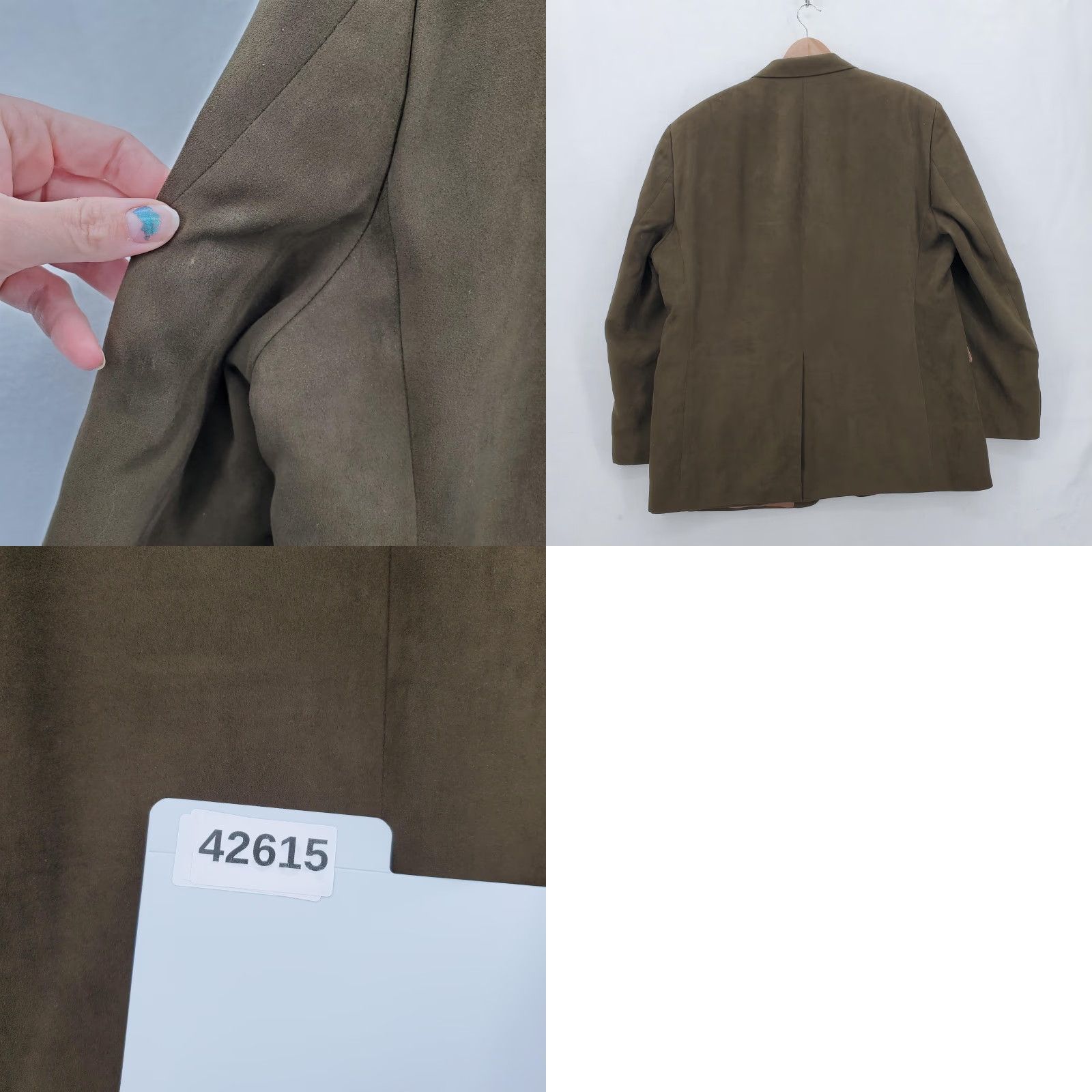 Ralph Lauren VINTAGE Lauren Ralph Lauren Blazer Mens 44R Olive Green Faux Suede Two Button Jacket Size 44R - 9 Thumbnail
