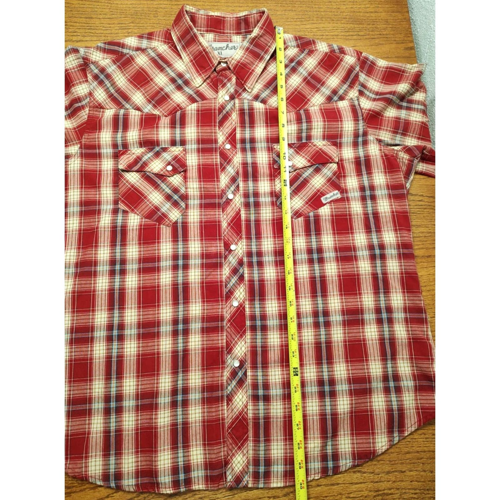 Wrangler VINTAGE Wrangler Wrancher Western Shirt Pearl Snap Red Plaid USA Mens XL Clearance? No. Size US XL / EU 56 / 4 - 5 Thumbnail