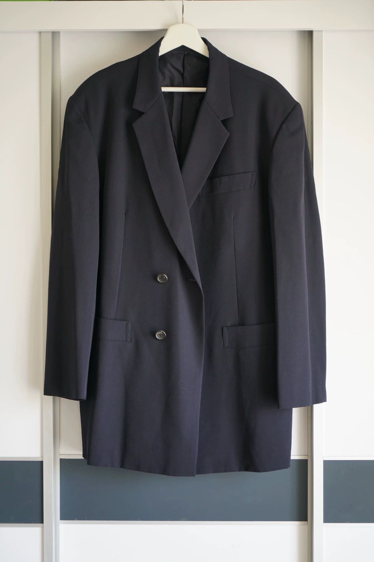 Yohji Yamamoto Blue Double-Breasted Blazer - XXL Size US XXL / EU 58 / 5 - 1 Thumbnail