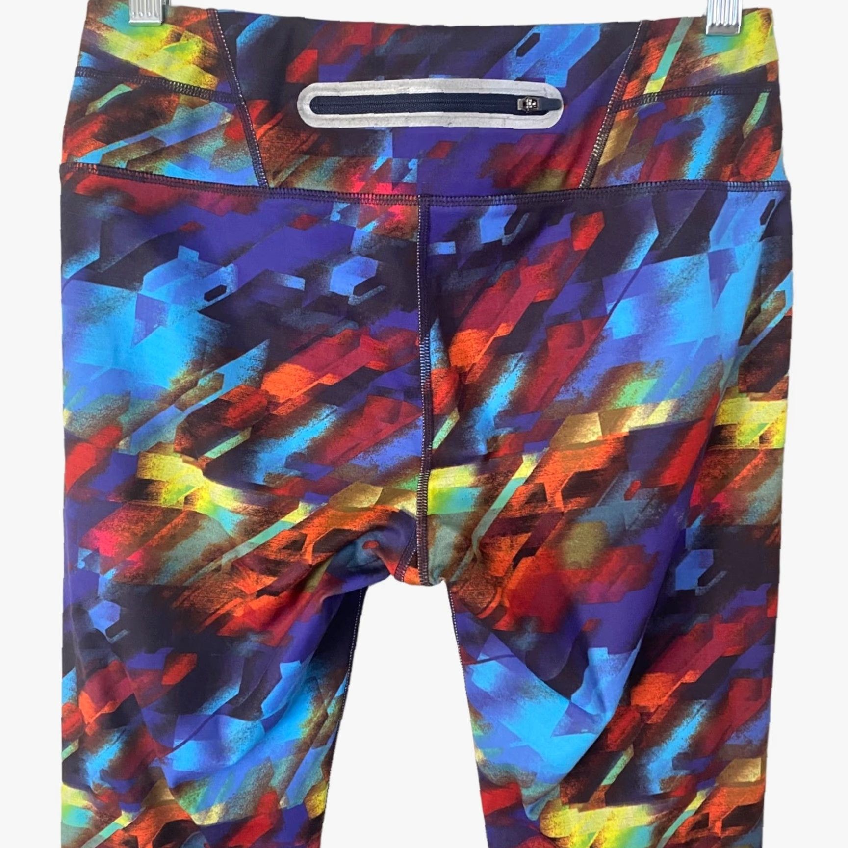Athleta Athleta Cropped Colorburst Sonar Running Leggings Womens M Athletic Stretch Leggings Color Multicolor Zip Pocket 78% Polyester 22% Lycra Spandex Size 32" / US 10 / IT 46 - 6 Thumbnail