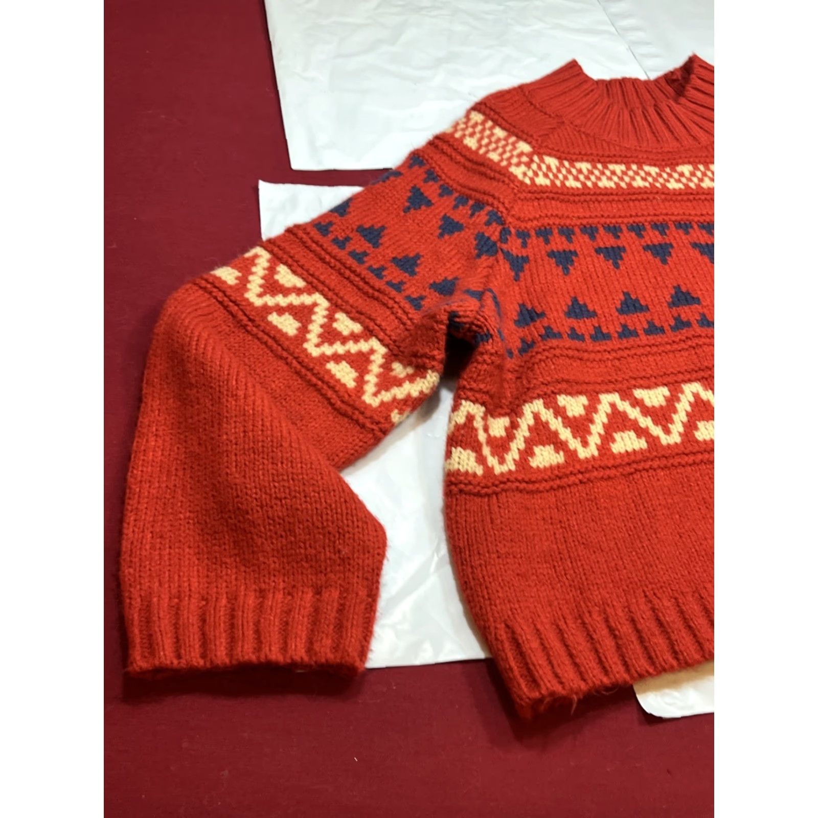 Vintage Universal Thread Sweater Shirt Ladies 2XL Rust Red Fair Isle Chunky Knit Boxy Pullover Oversized Women’s Size XXL / US 16-18 / IT 52-54 - 7 Thumbnail