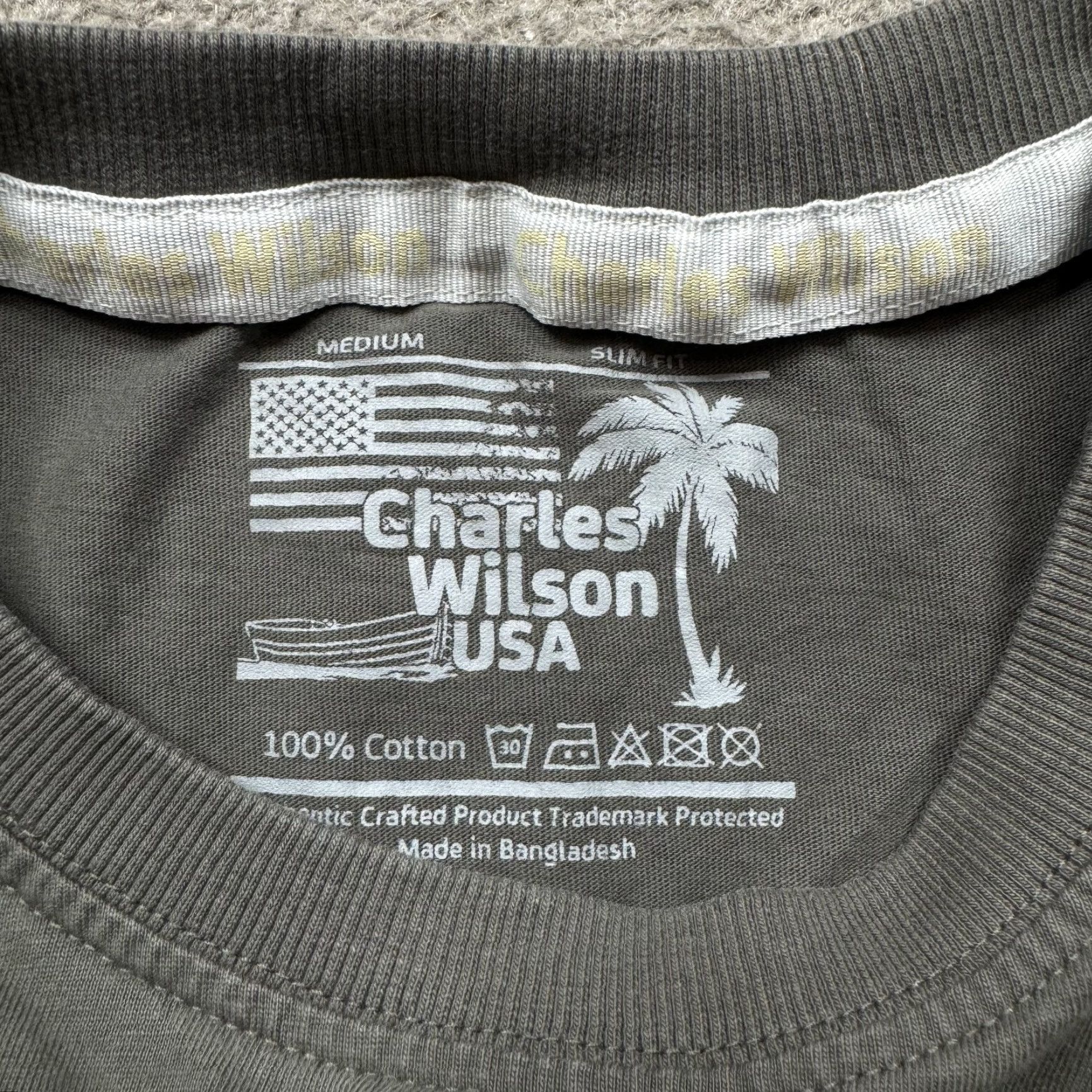 Wilson Charles Wilson USA Men’s Shirt M Gray Short Sleeve Crew Neck T-Shirt Regular Knit Cotton Logo Vintage No Size US M / EU 48-50 / 2 - 2 Thumbnail