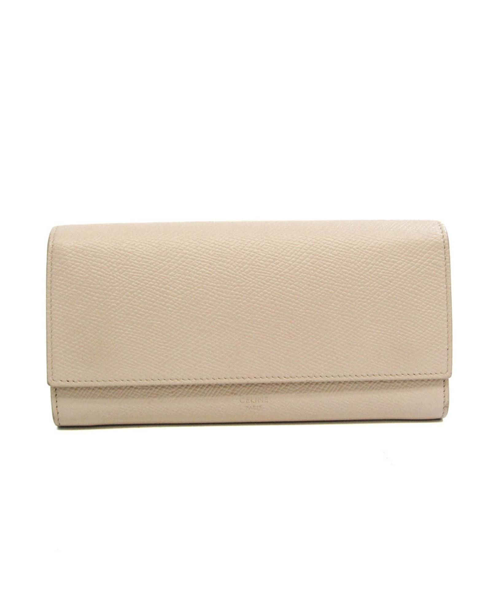 image of Sophisticated Celine Large Flap Wallet in Beige, Women's