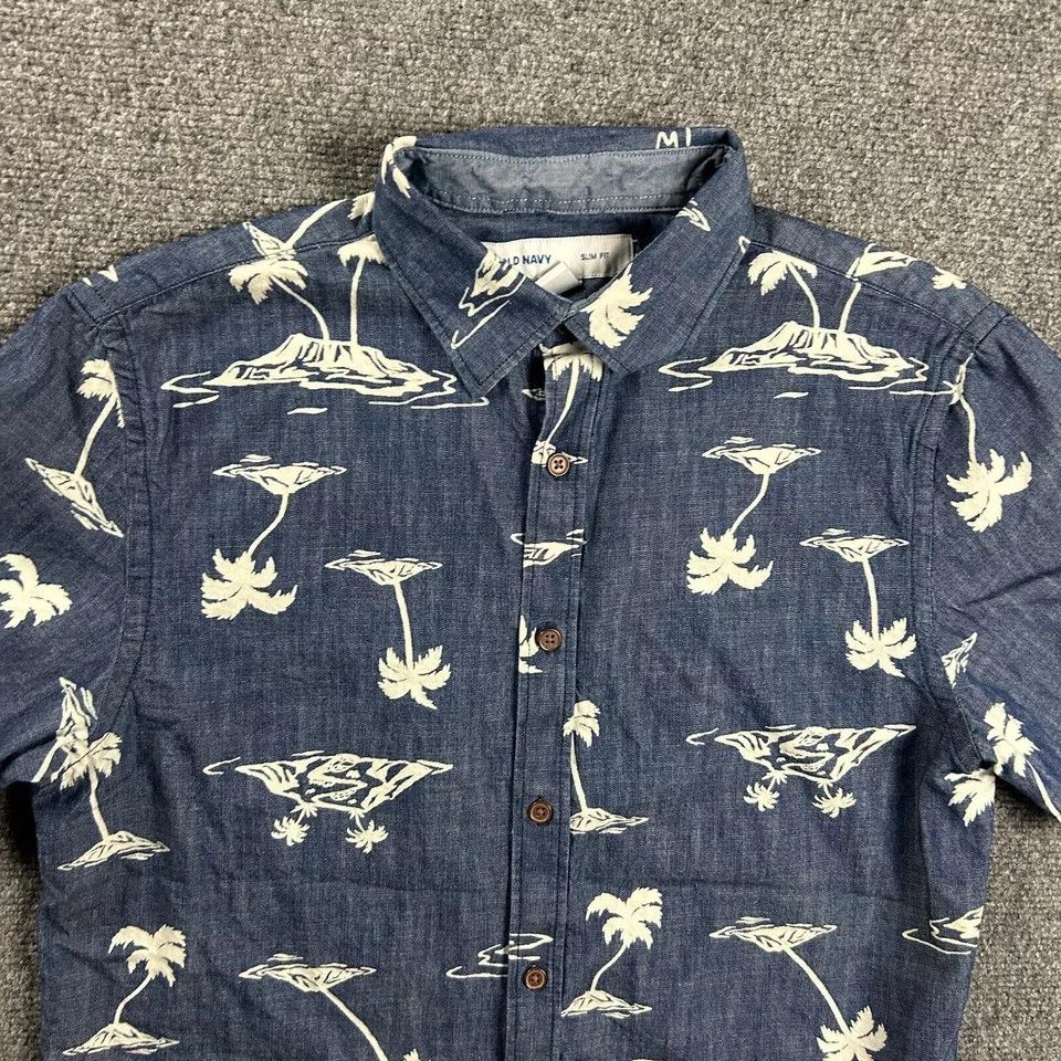 Old Navy Old Navy Shirt Mens Small Slim Fit Hawaiian Chambray Size US S / EU 44-46 / 1 - 2 Thumbnail