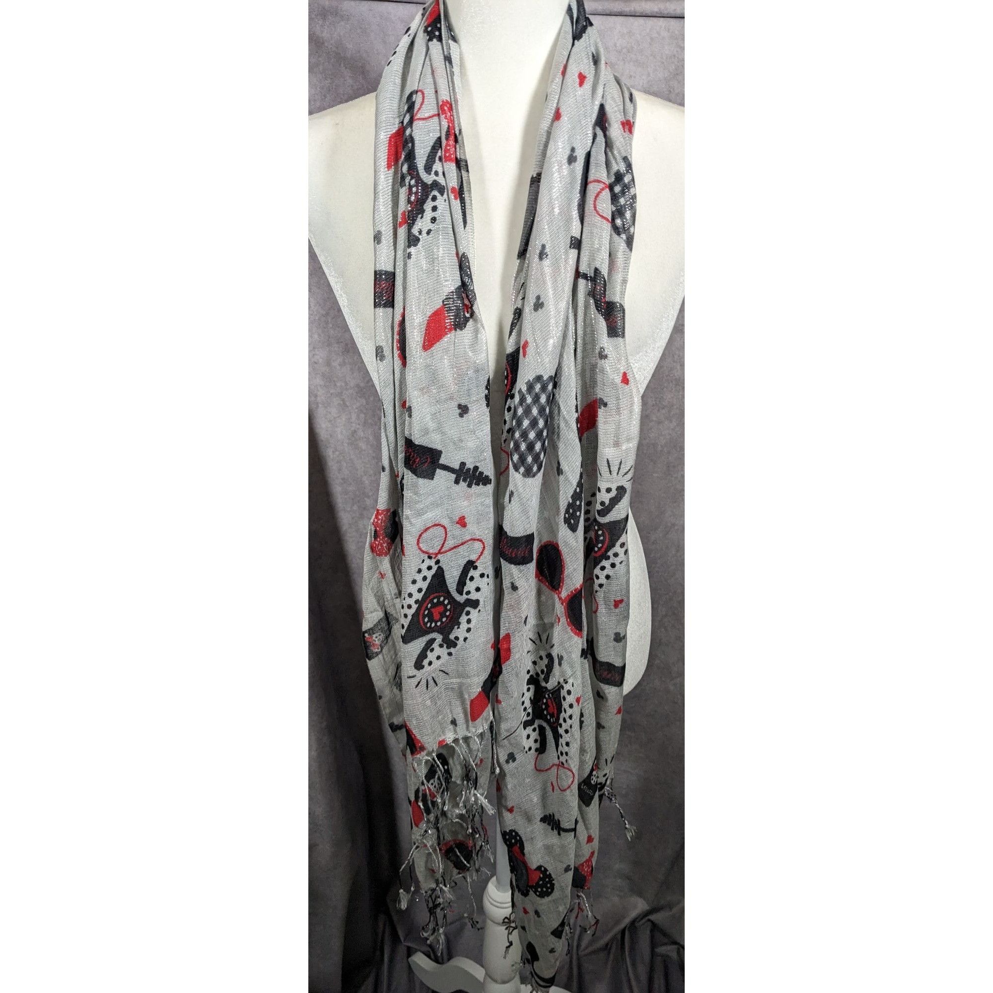 Disney Disney Parks Minnie Mouse Icons Metallic Silver Scarf Size ONE SIZE - 5 Thumbnail