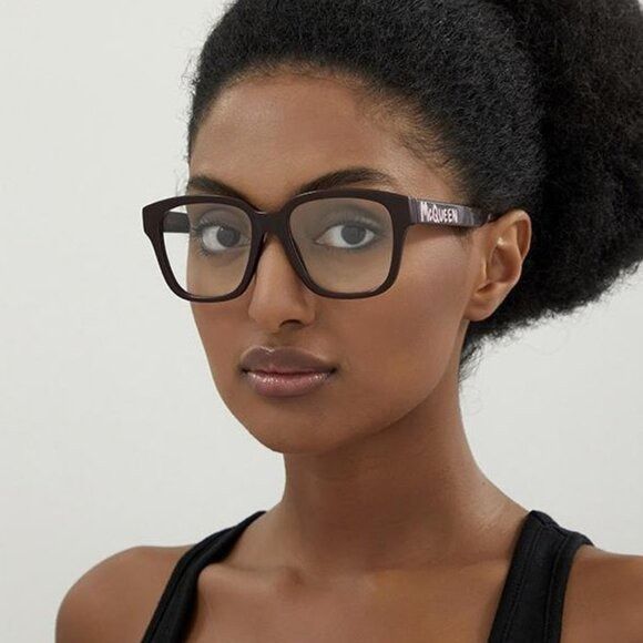 Alexander McQueen AM0333O 002 Eyeglasses Black 52mm Square