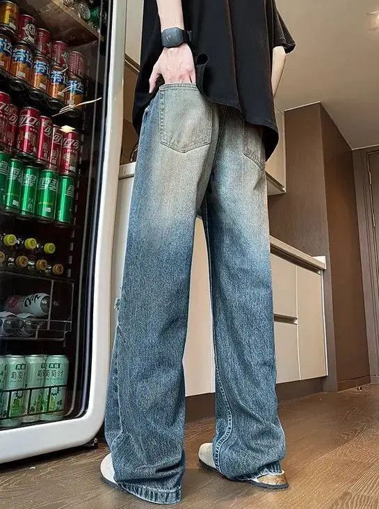 Japanese Brand Retro straight leg casual distressed jeans Size US 32 / EU 48 - 4 Thumbnail