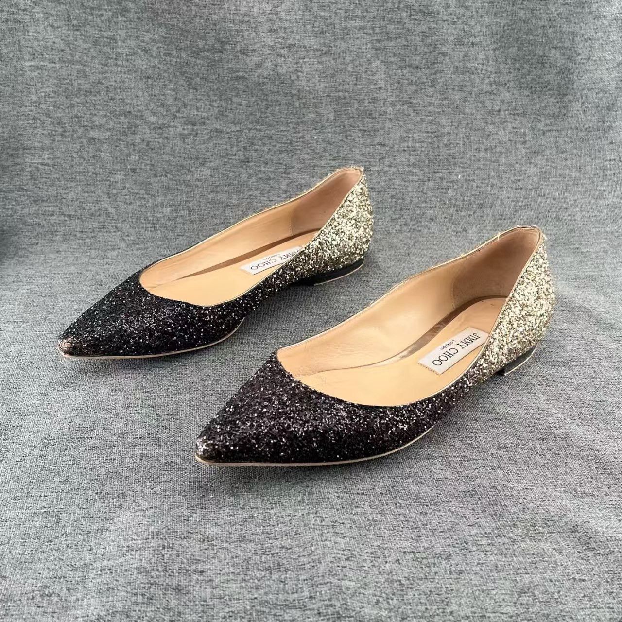 Jimmy Choo Jimmy Choo Pointed Toe Glitter Flat Shoes Size US 6.5 / IT 36.5 - 1 Thumbnail