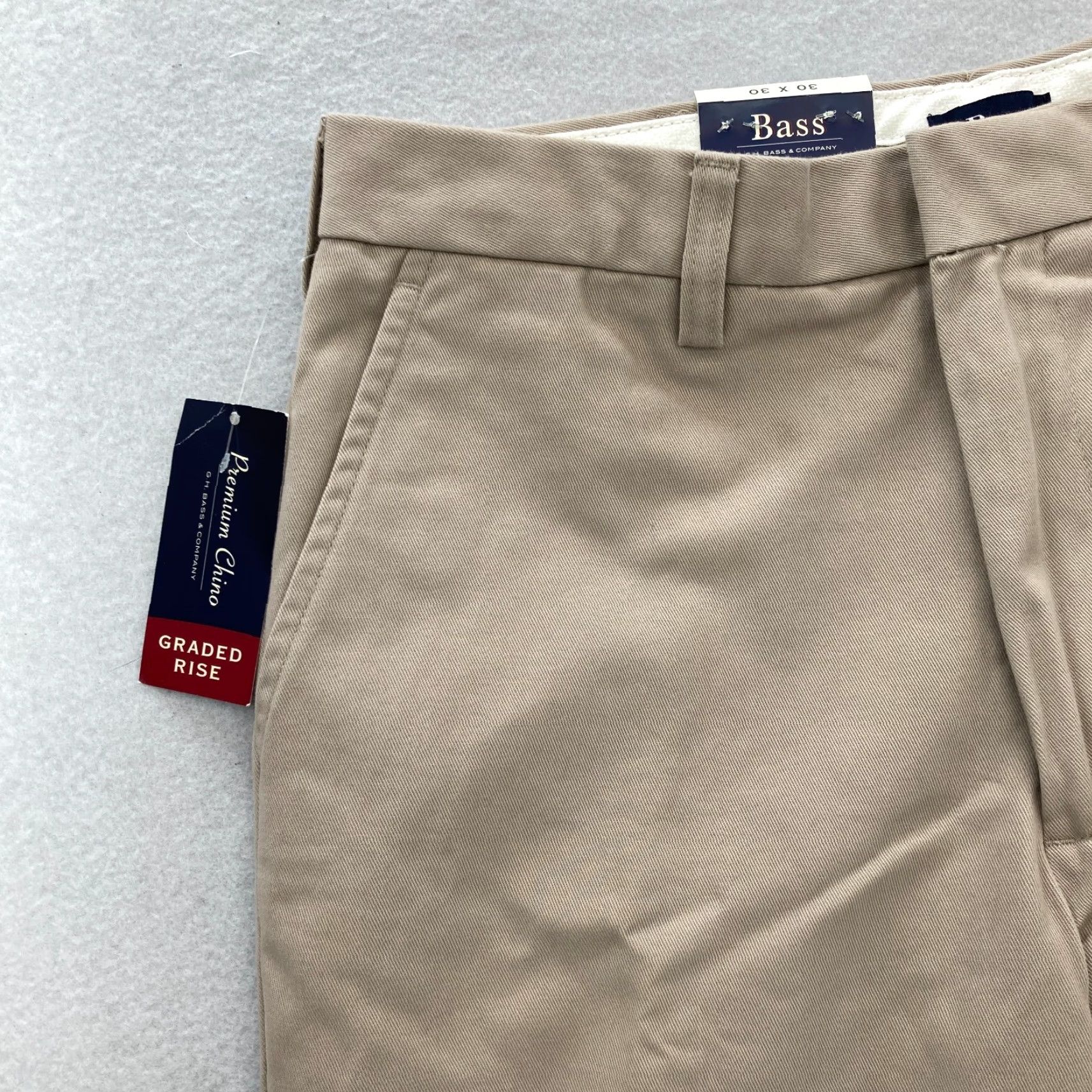 Vintage G.H. Bass & Co. Premium Chino Pants Mens 30x30 Khaki Beige Flat Front Straight Pants Size US 30 / EU 46 - 3 Thumbnail