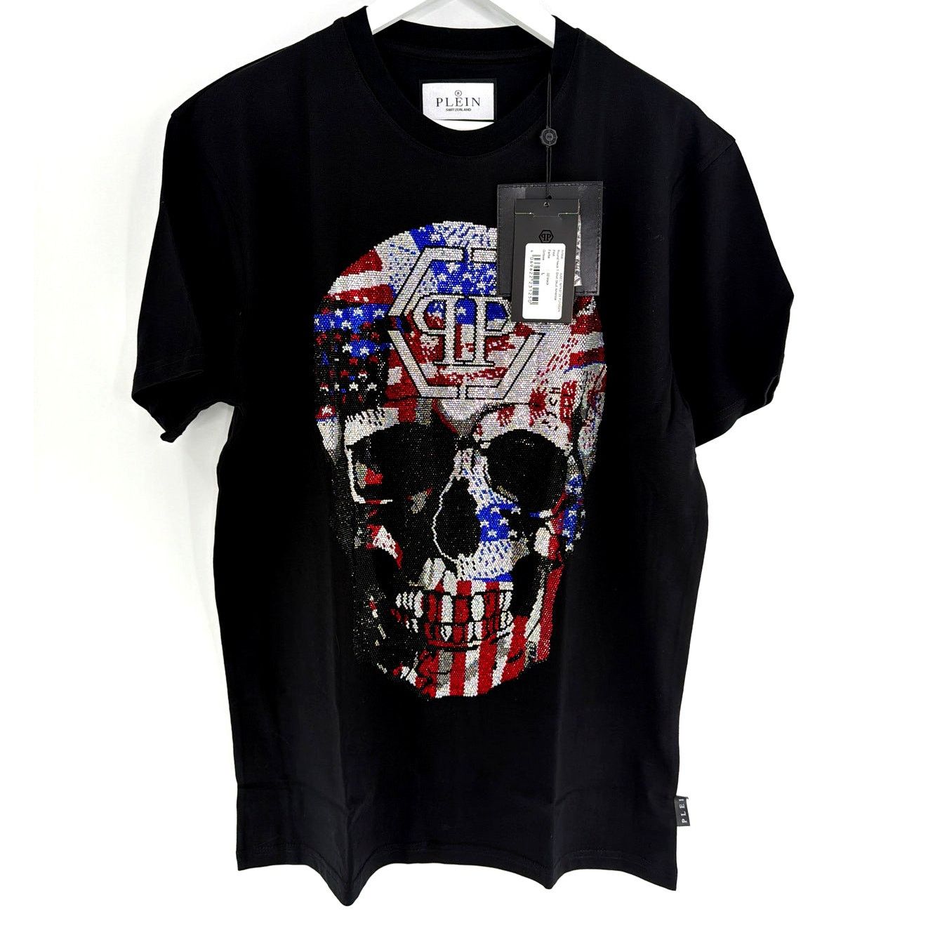 Philipp Plein Philipp Plein Black Skull America Round Neck T-Shirt Size L Size US L / EU 52-54 / 3 - 3 Thumbnail