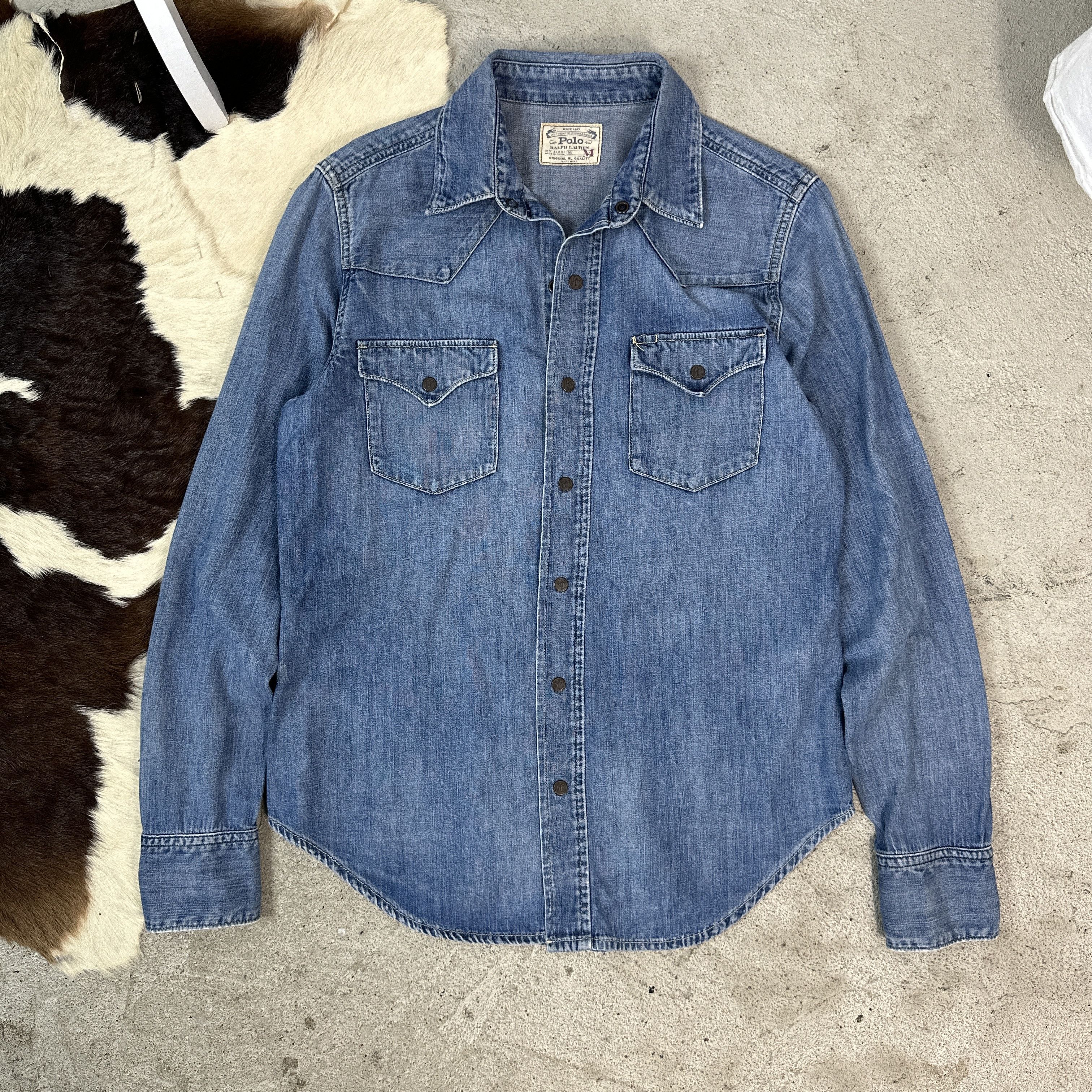 Polo Ralph Lauren Pearl Snap Denim Polo Ralph Lauren Shirt Size US M / EU 48-50 / 2 - 2 Thumbnail